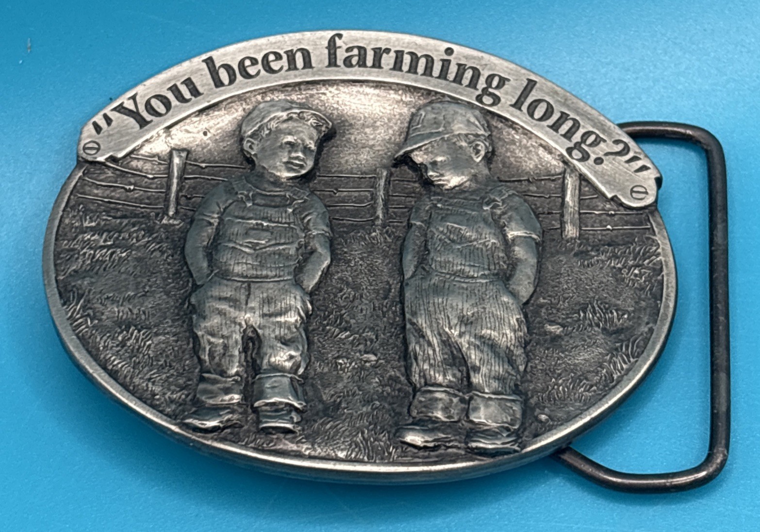 You’ve Been Farming Long? USA Reiman Publications Solid Pewter Belt Buckle /2500