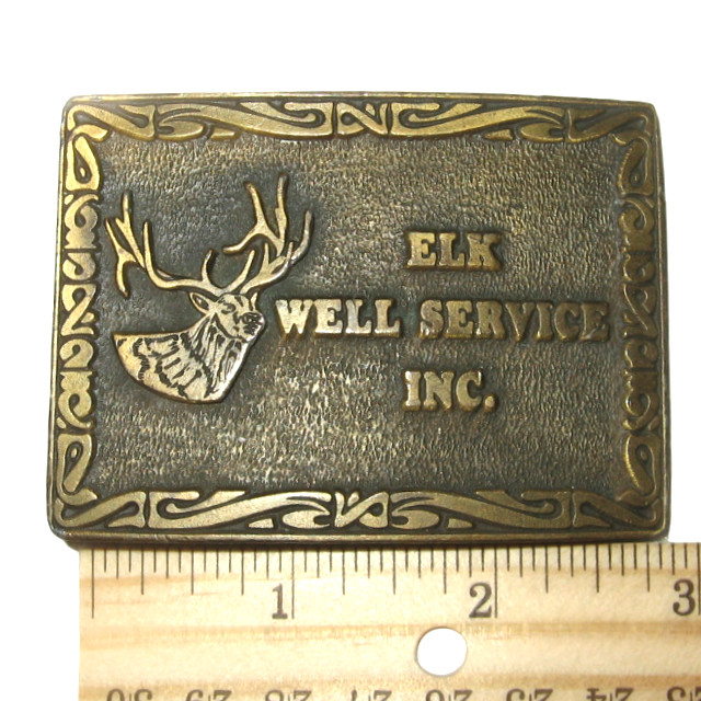 ELK WELL SERVICE INC. Hit Line USA Vintage Belt Buckle