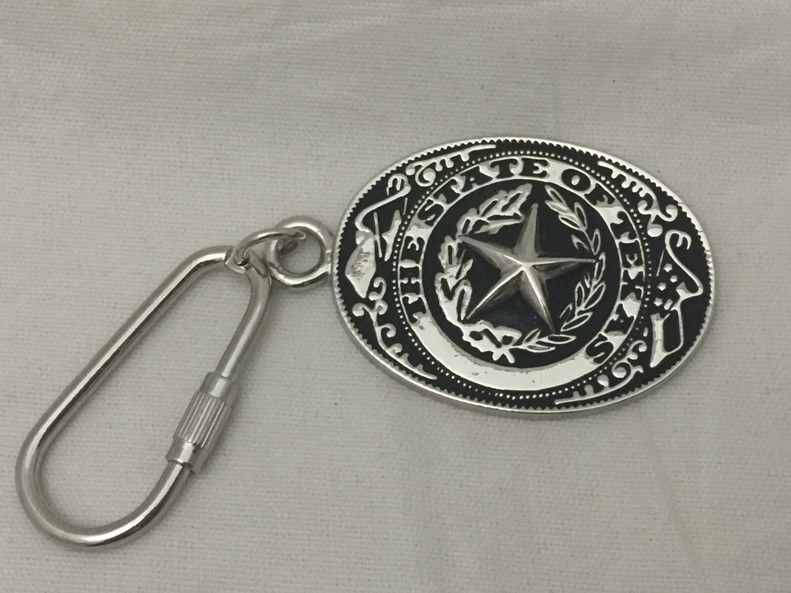 3 piece set Texas Seal Set: Belt Buckle, Bolo and Key Ring (Silver)