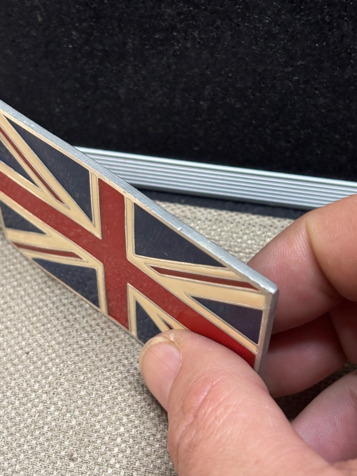 Union Jack British Flag Belt Buckle Pewter Vintage 4622 3 1/2&Prime;