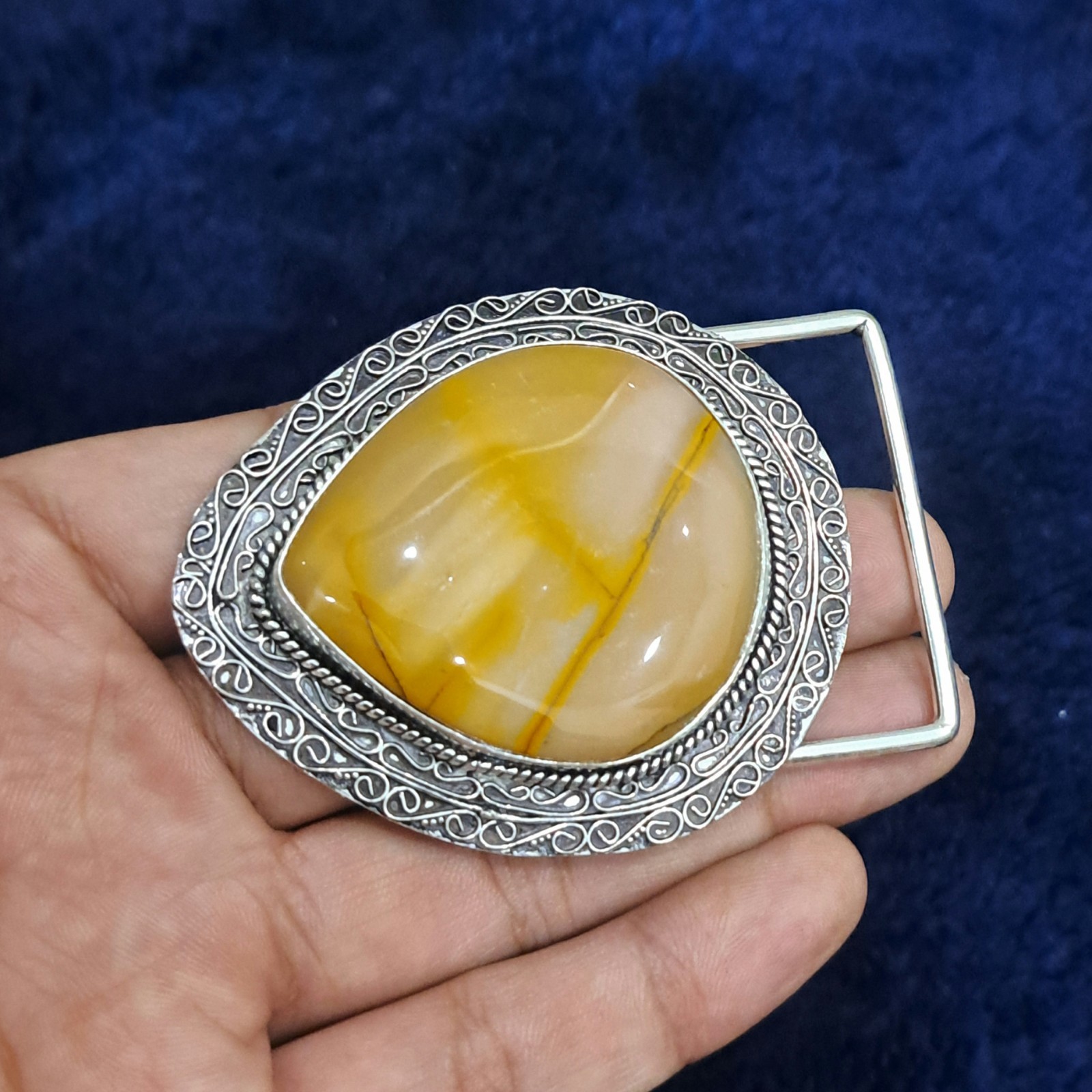 Belt Buckle For Men Silver Plated Handmade Mookite Jasper Western Cowboy Buckle