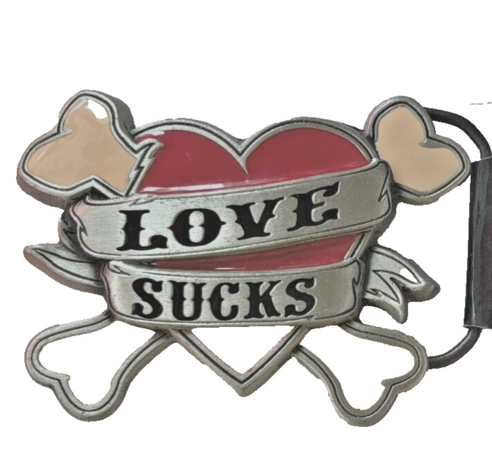 Lucky 13 Belt Buckle Love Sucks Text New Original Officially Licensed Men Women