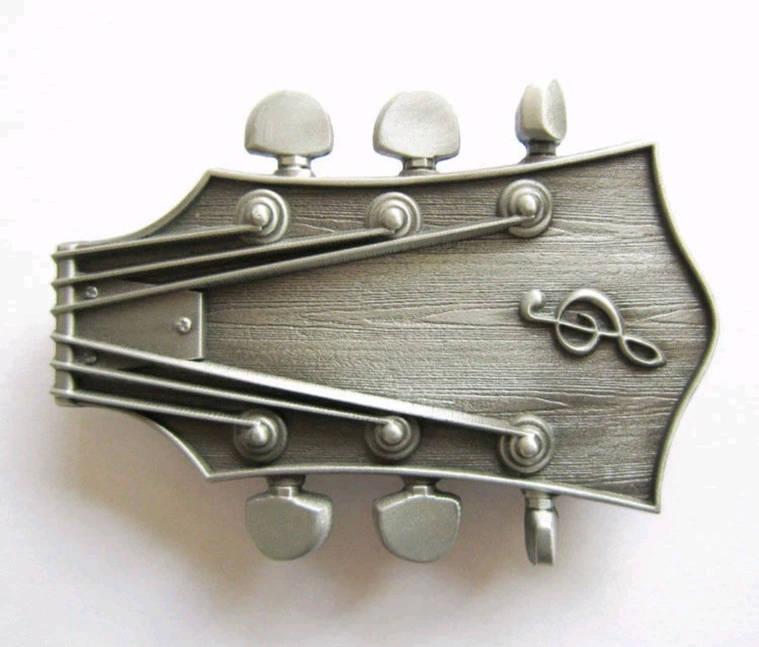 Silver Enamel Guitar Head Belt Buckle Musician Western other Colors Available
