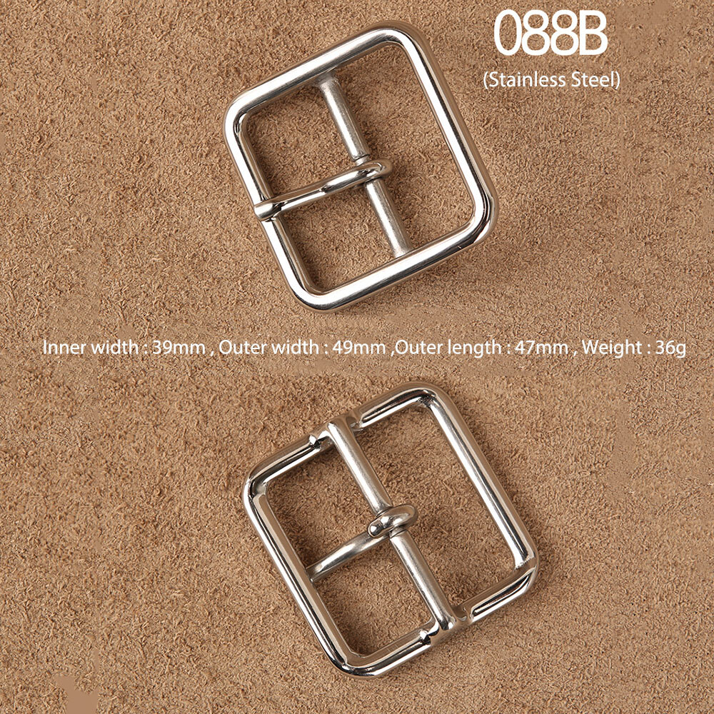 Solid Brass Pin Buckle Leather Craft DIY Belt Men Women 38mm 40mm Polished Gold