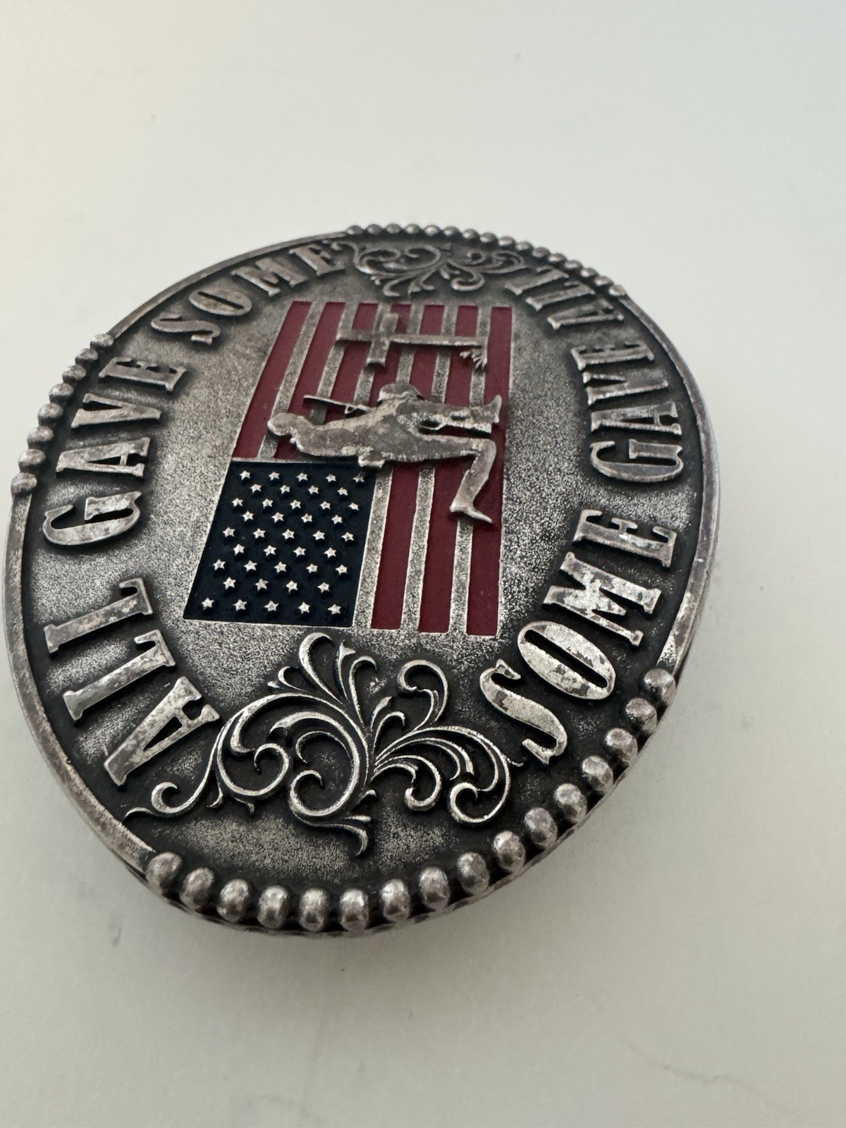 Silver Belt Buckle Cody James Men&rsquo;s Flag Patriotic Military Memorial Oval Large