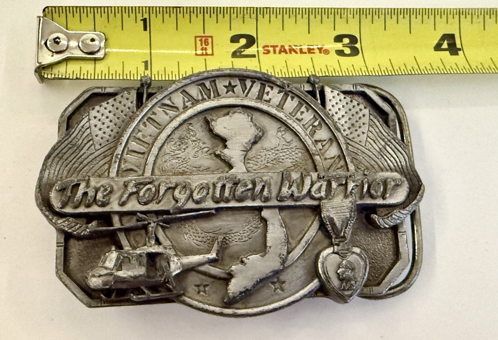 Vintage 1985 Vietnam Veteran Belt Buckle-USA Made- “The Forgotten Warrior”