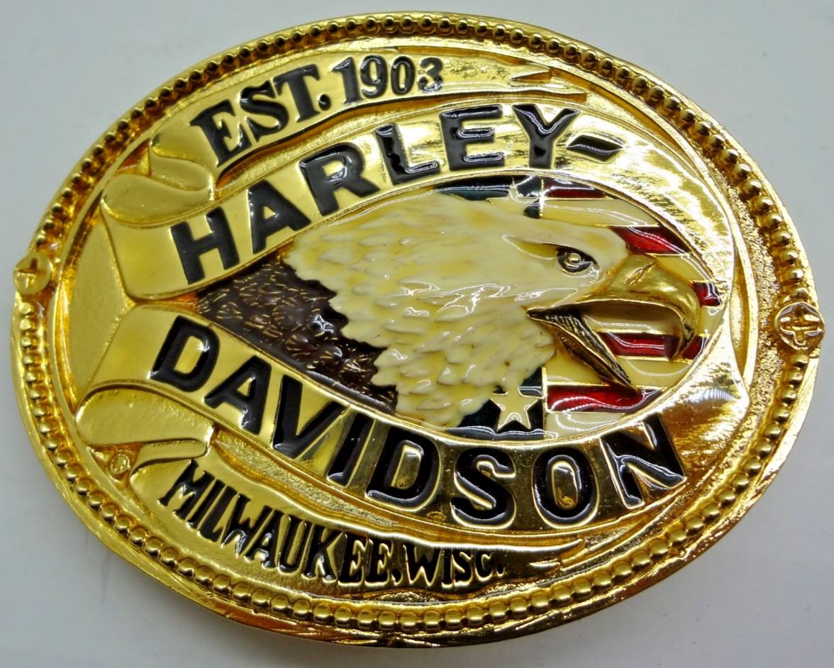 New Vtg Harley Davidson Raintree Belt Buckle « Est 1903 Milwaukee Wisc » FREE SHIP