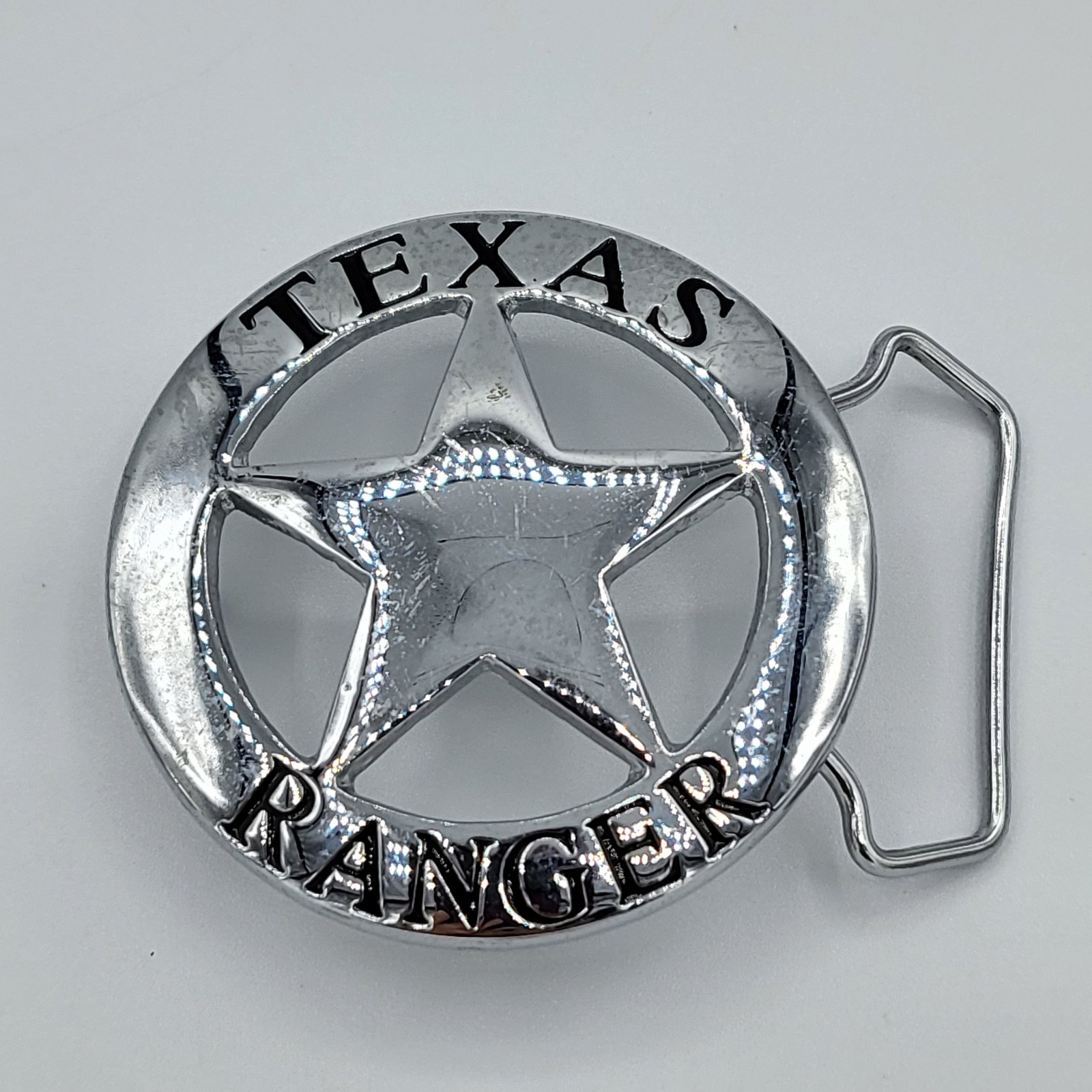 2.5&Prime; Silver Texas Ranger Badge Belt Buckle round Don&rsquo;t Mess with Texas