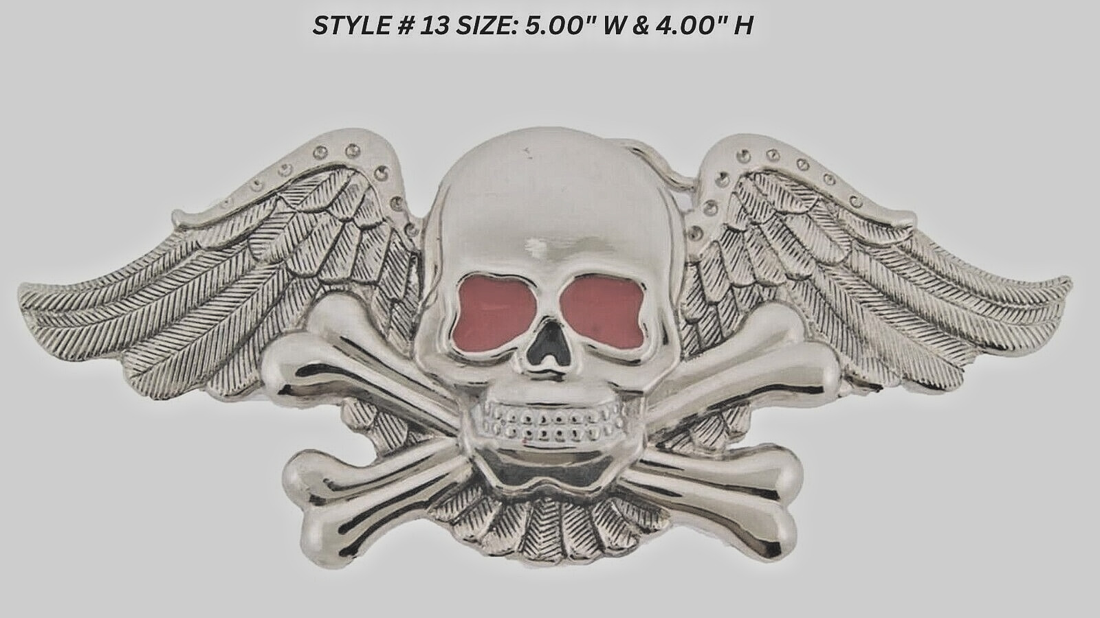 Skull Belt Buckle Skeleton Feather Silver Metal Halloween Pirate Costume Cosplay