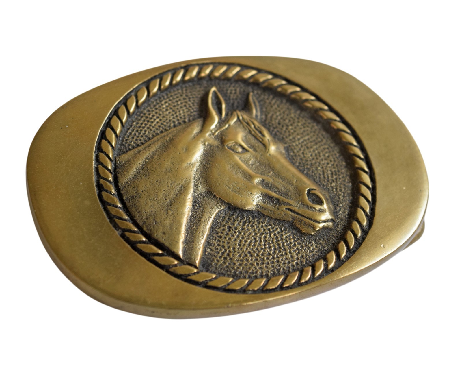 Vintage 1978 BTS Solid Brass Horse Head Belt Buckle Western Cowboy Cowgirl – USA