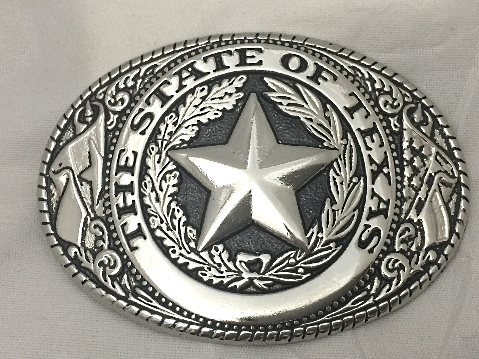 3 piece box set Great Seal of Texas Buckle Belt Buckle, Bolo & Key Ring Silver