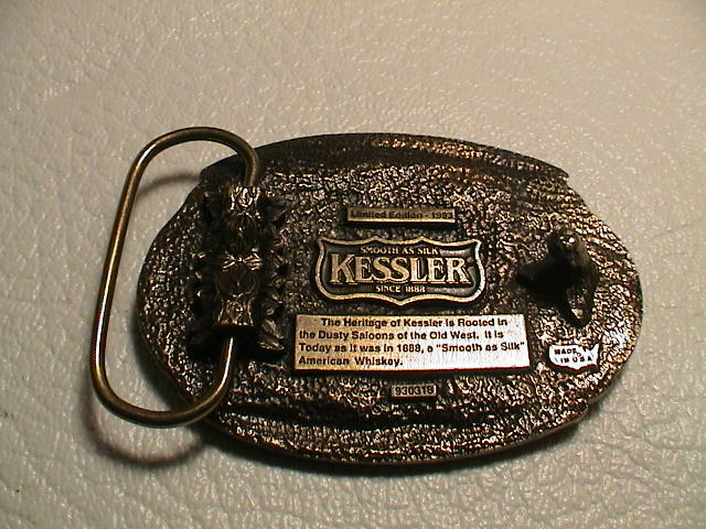 KESSLER AMERICAN PENNSYLVANIA WHISKY DISTILLERY SINCE 1888 MENS BELT BUCKLE
