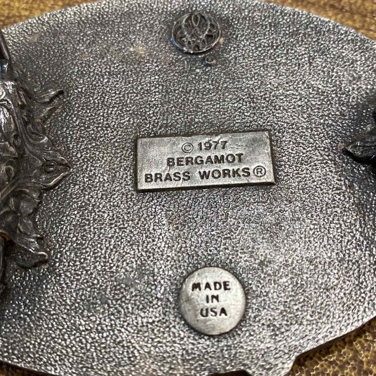 Vintage 1977 3D top water jumping Bass Pewter Gray Bergamot X-144 Belt Buckle