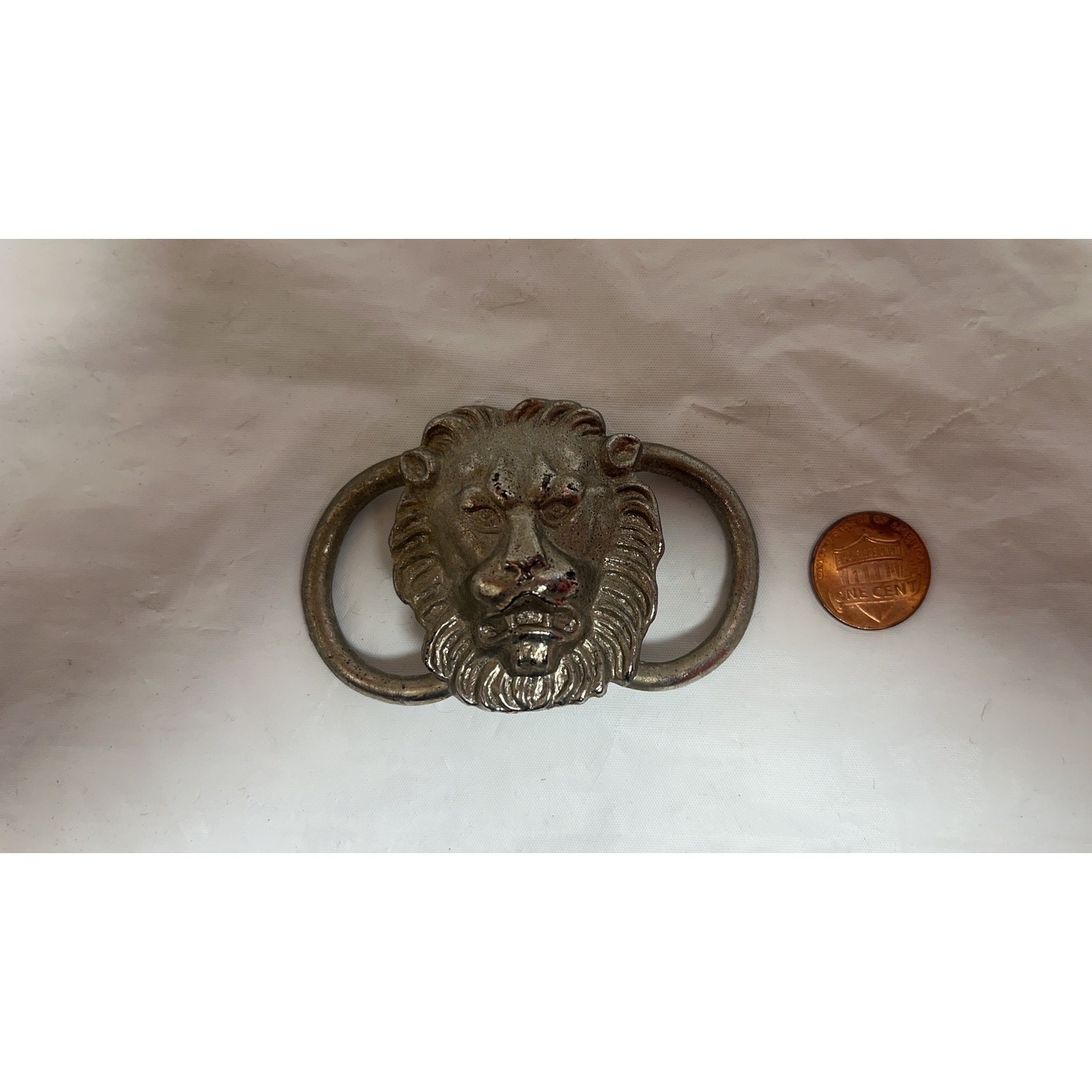 Vintage Silver-Toned Lion Head Belt Plate / Home Decor Collectible