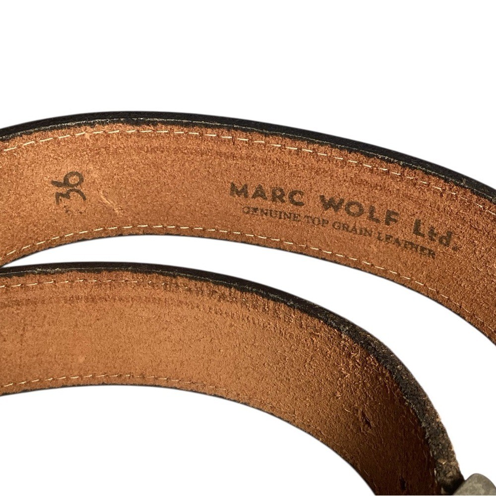 Marc Wolf Black Leather Plain Strap Men&rsquo;s Belt Size 36 Harness Buckle Snap