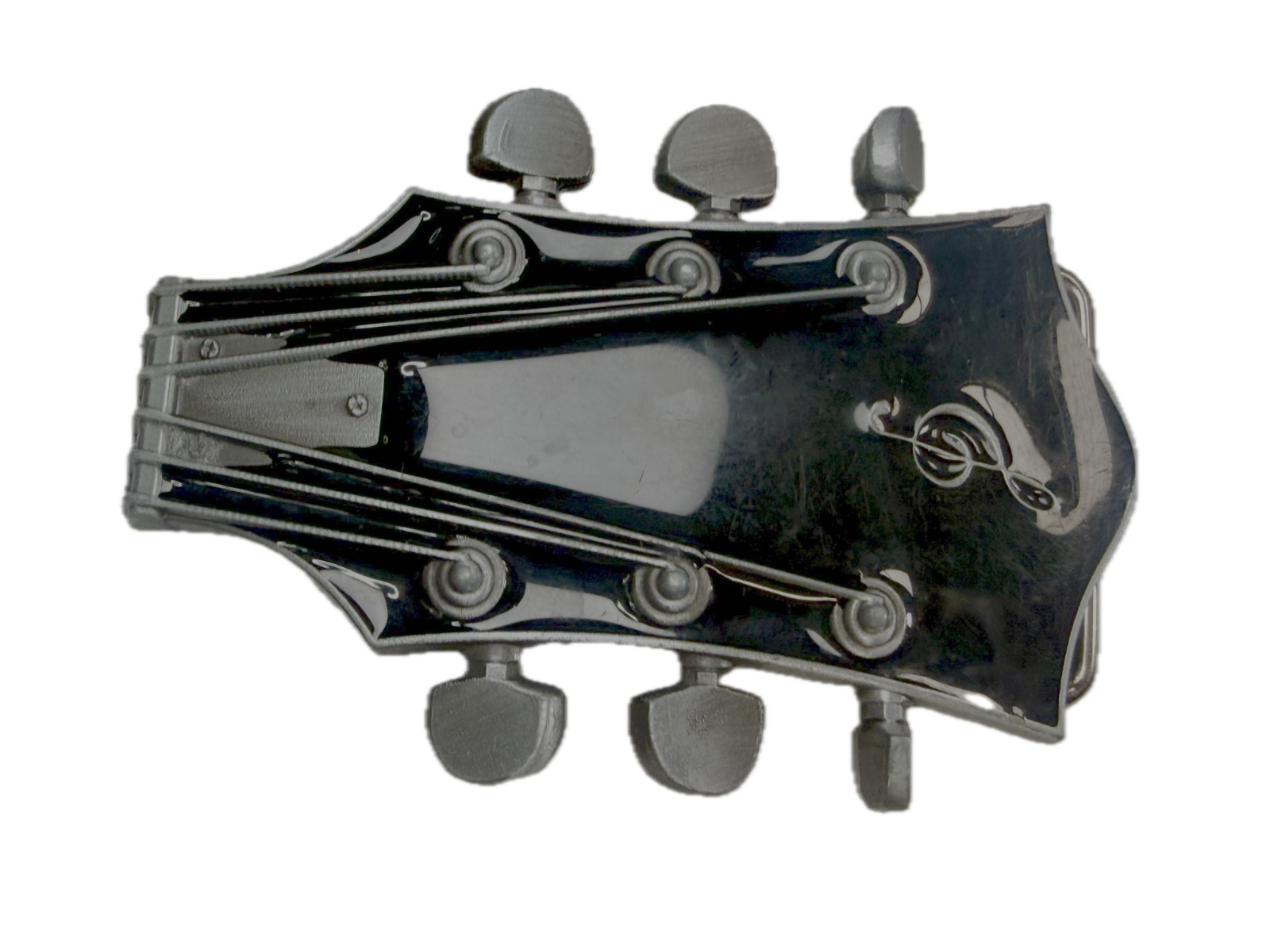 Guitar Head Stack Tuning Keys Black Enamel Cutout Belt Buckle by Jean&rsquo;s Friend