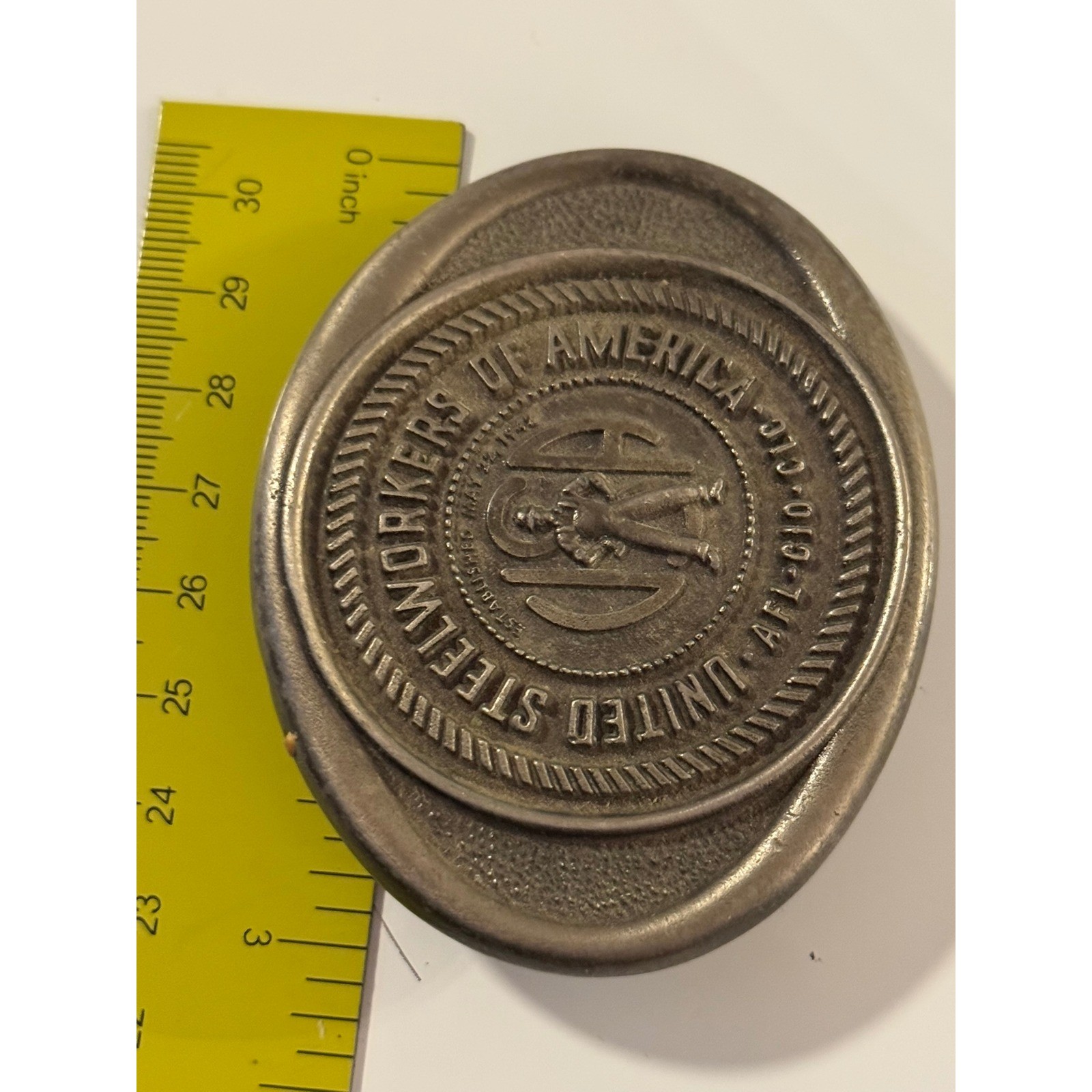 Vintage United Steelworkers of America Belt Buckle Kolbaco District 37 USA Metal