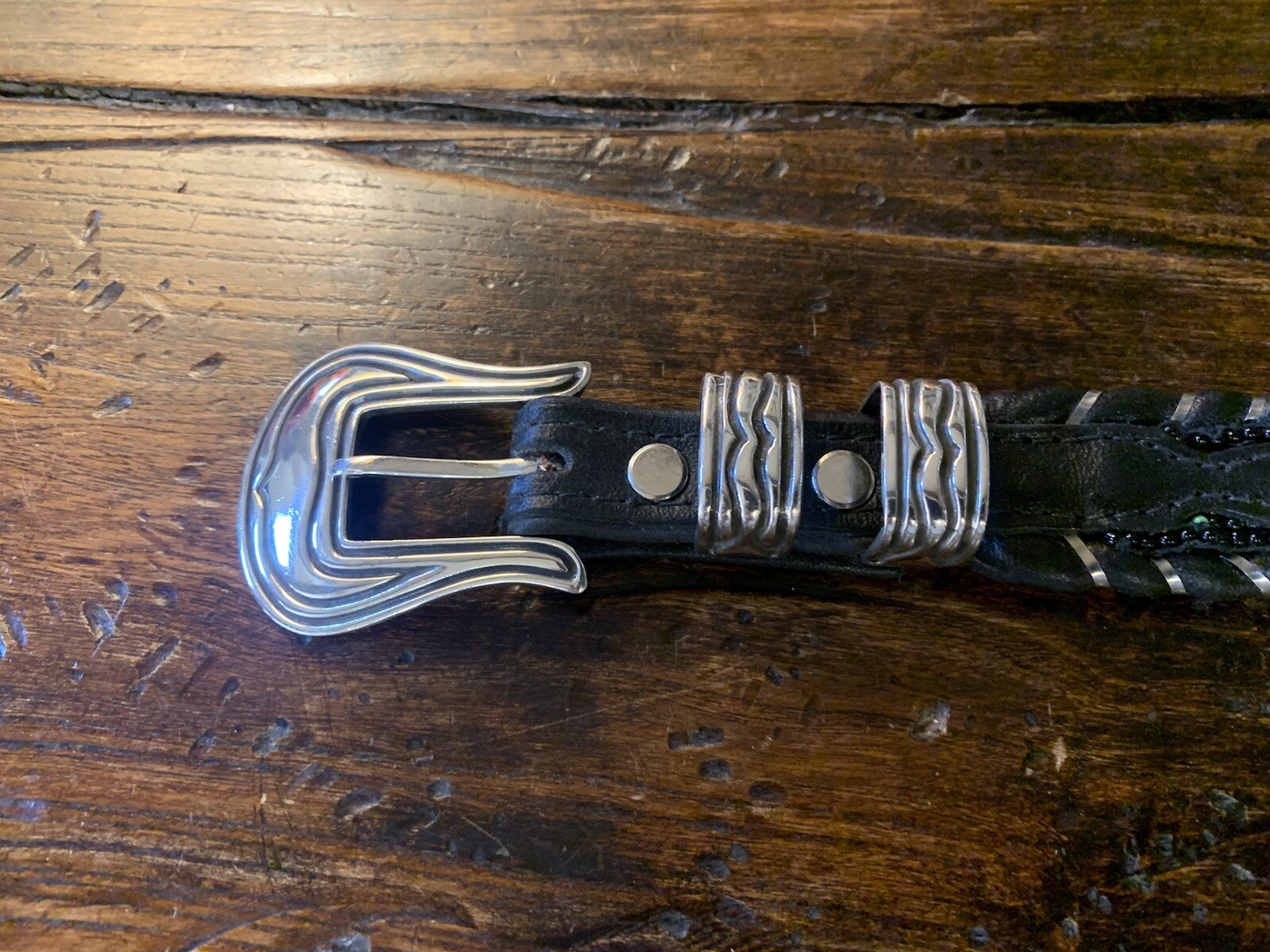 Chacon James Reid style Sterling Silver Belt Buckle Set Nu Belt 27-29-1.25/.75✅
