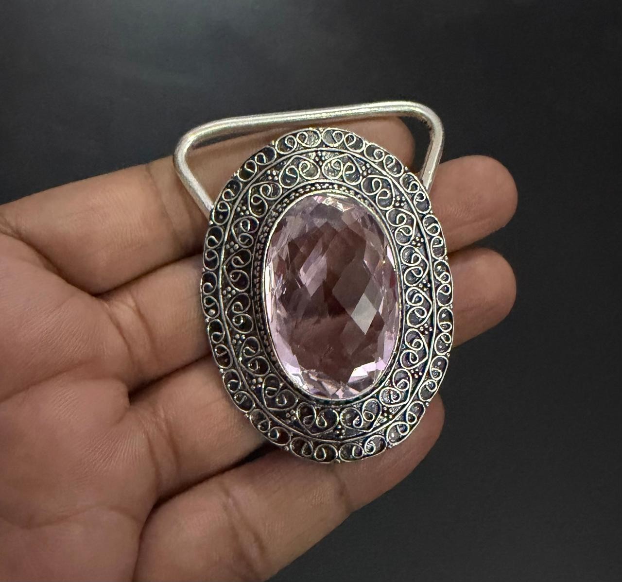 Pink Quartz Gemstone 925 Sterling Silver Handmade Belt Buckles Vintage Gift For