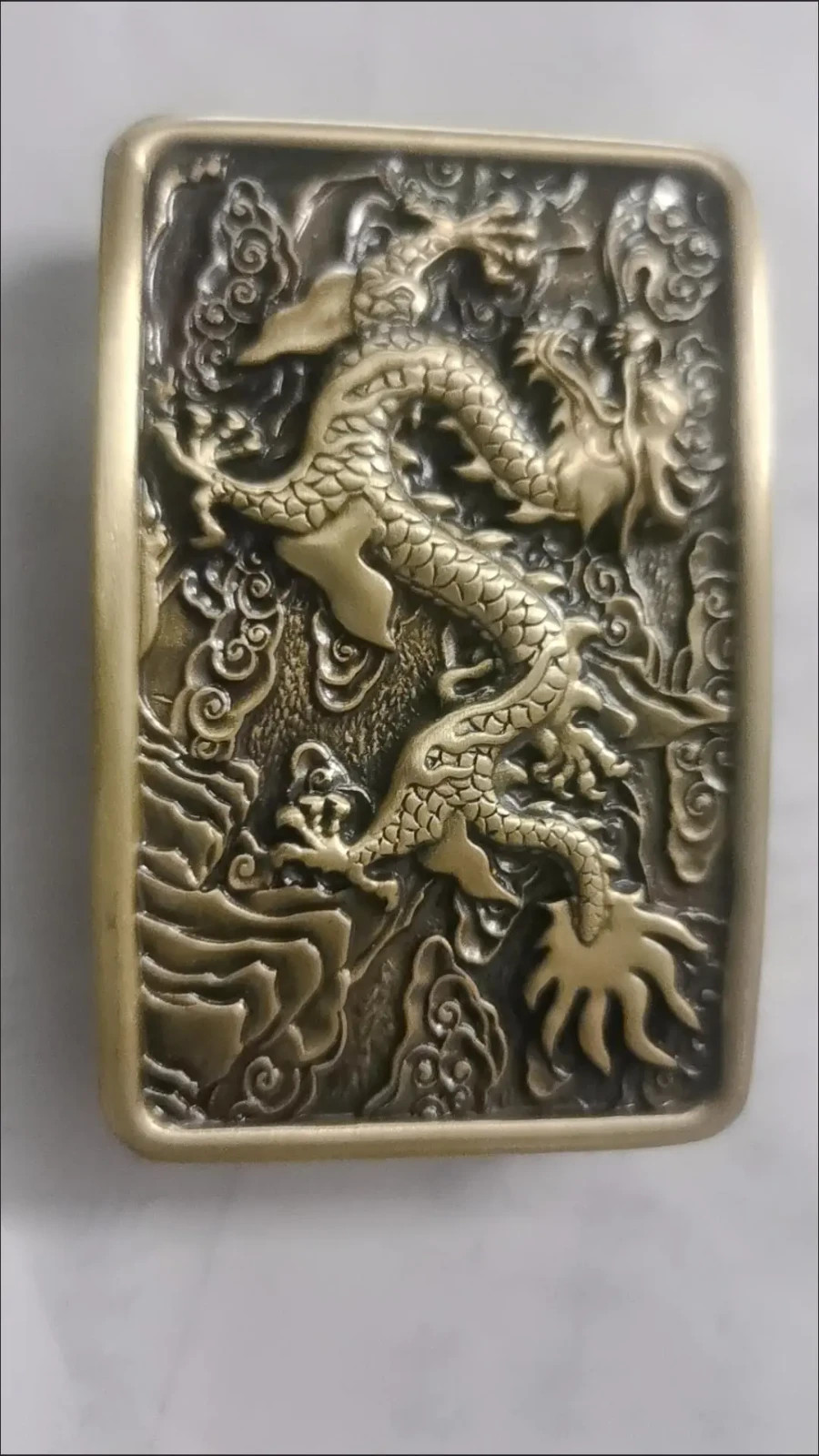 40mm Fashion Men&rsquo;s Luxury Pure Brass Zodiac Dragon Leather Belt Buckle Width
