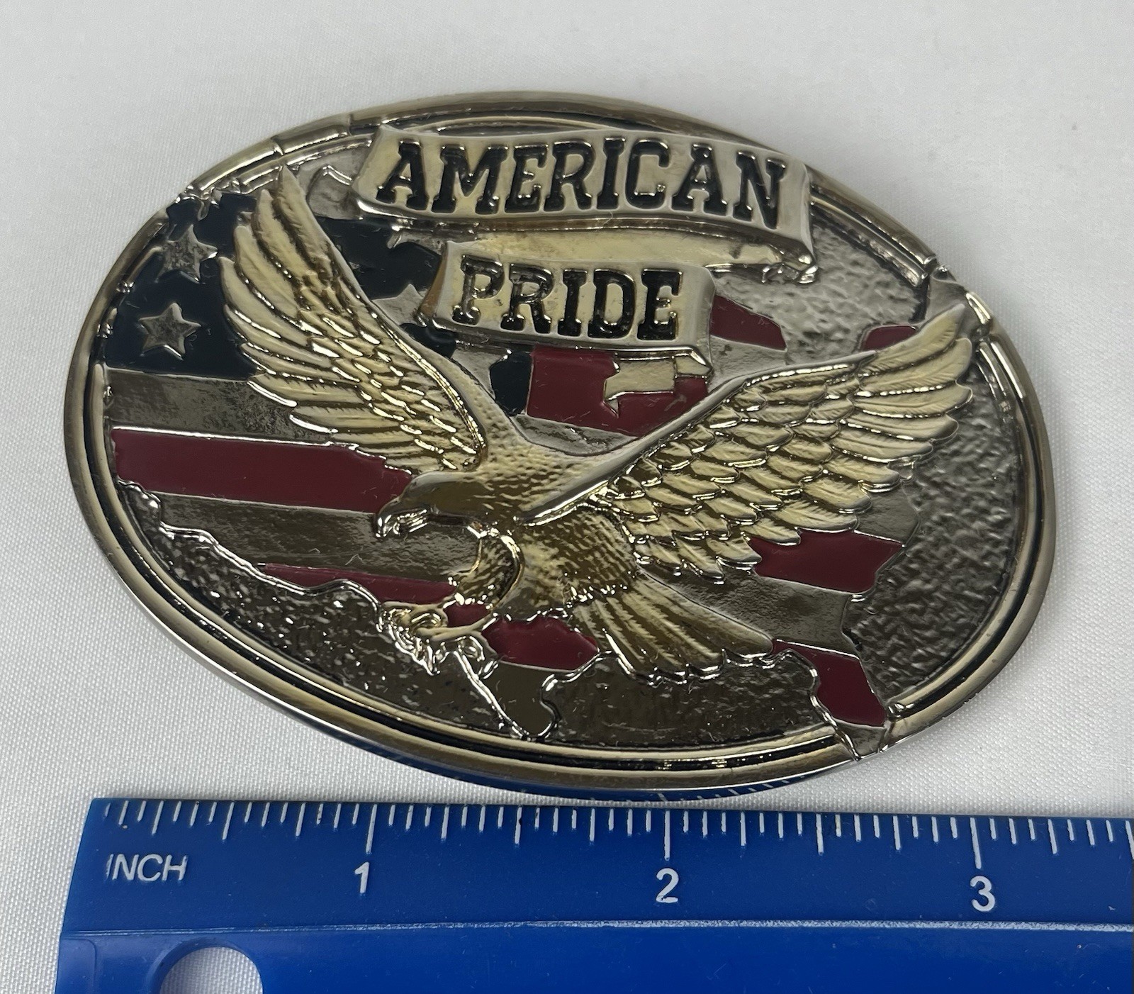 American Pride – Patriotic USA United States Flag and Eagle Western Belt Buckle
