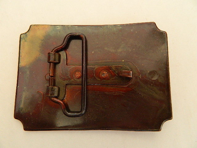 TALL IN THE SADDLE, WAGON TRAIL SCENE, BRASS COLOR, 2.5&Prime; X 3.5&Prime; BELT BUCKLE, NEW