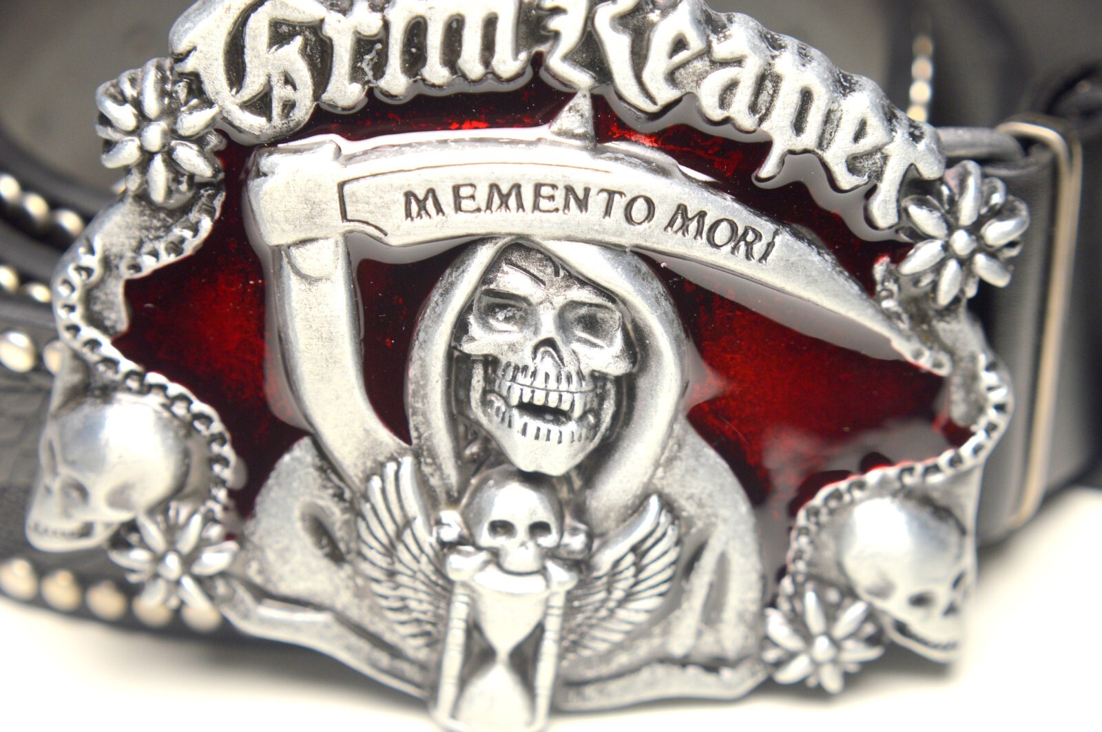 GRIM REAPER MEMENTO MORI BLACK SKULL BELT BUCKLE