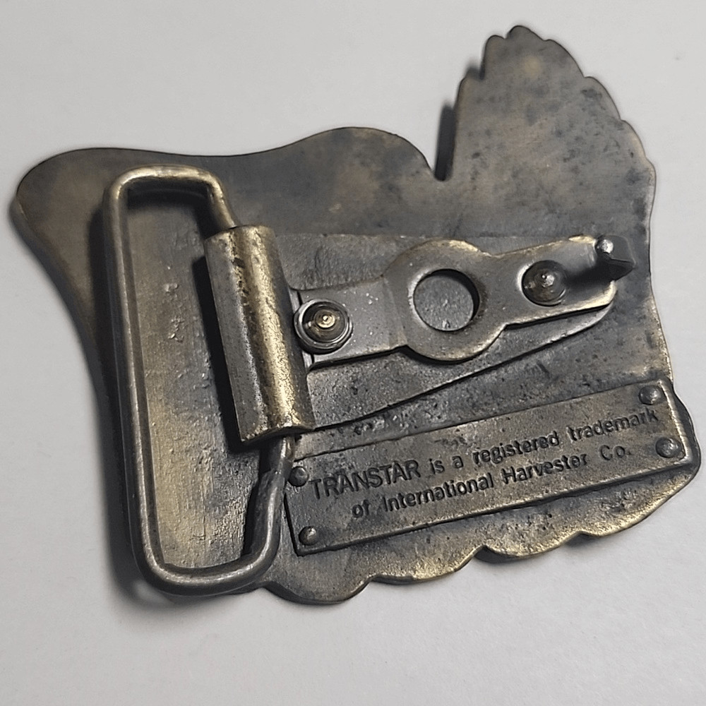 Trucker Belt Buckle Transtar Eagle International Harvester Brass Bronze Vintage