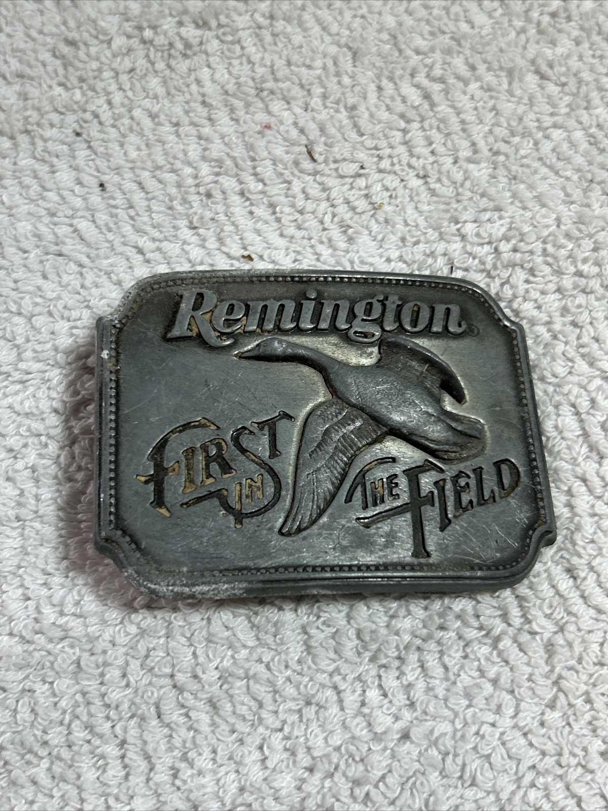 Remington Arms Co First in the Field Canadian Goose 1980 Belt Buckle Vintage