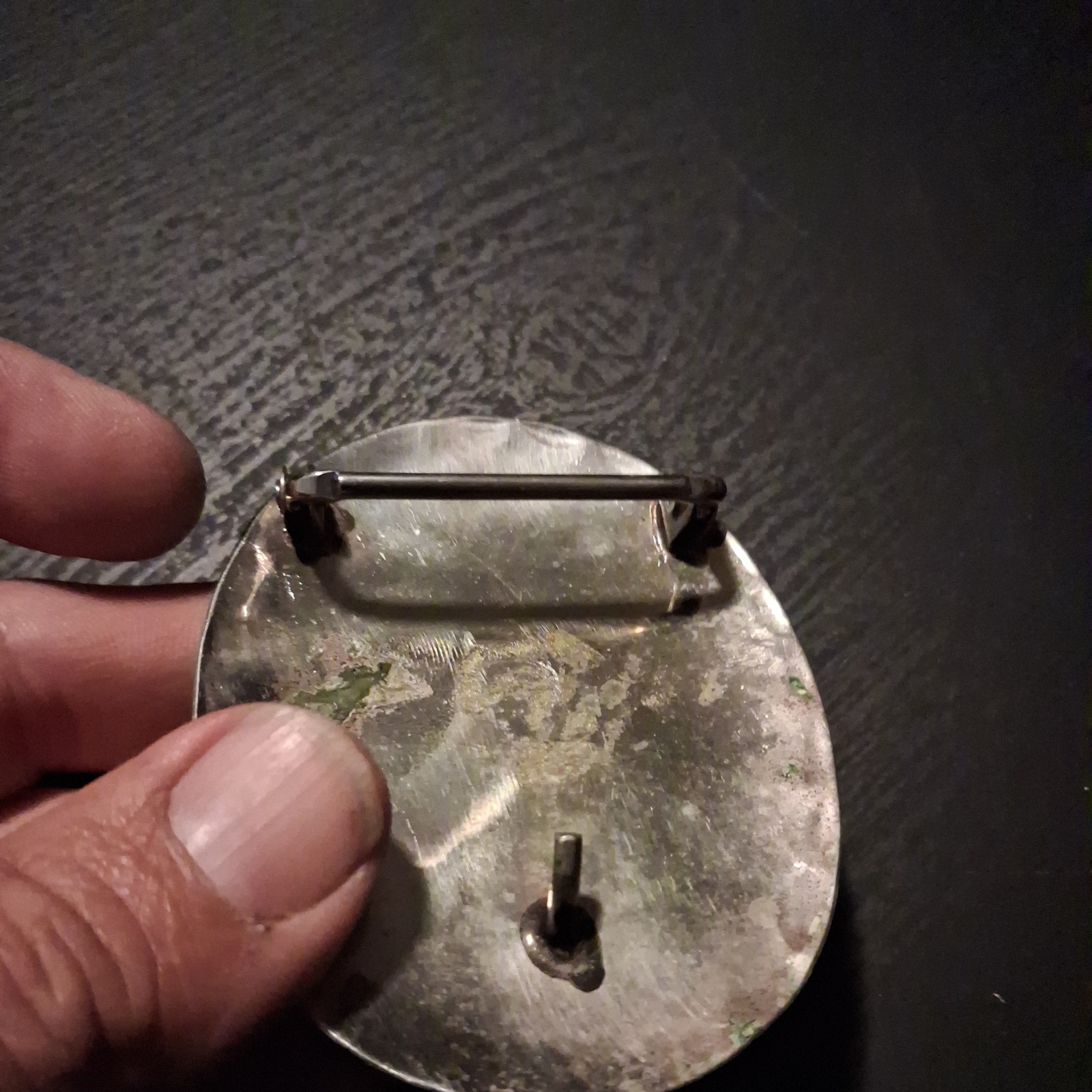 Vintage silver toned Belt Buckle with Cream Colored Stone nice rare
