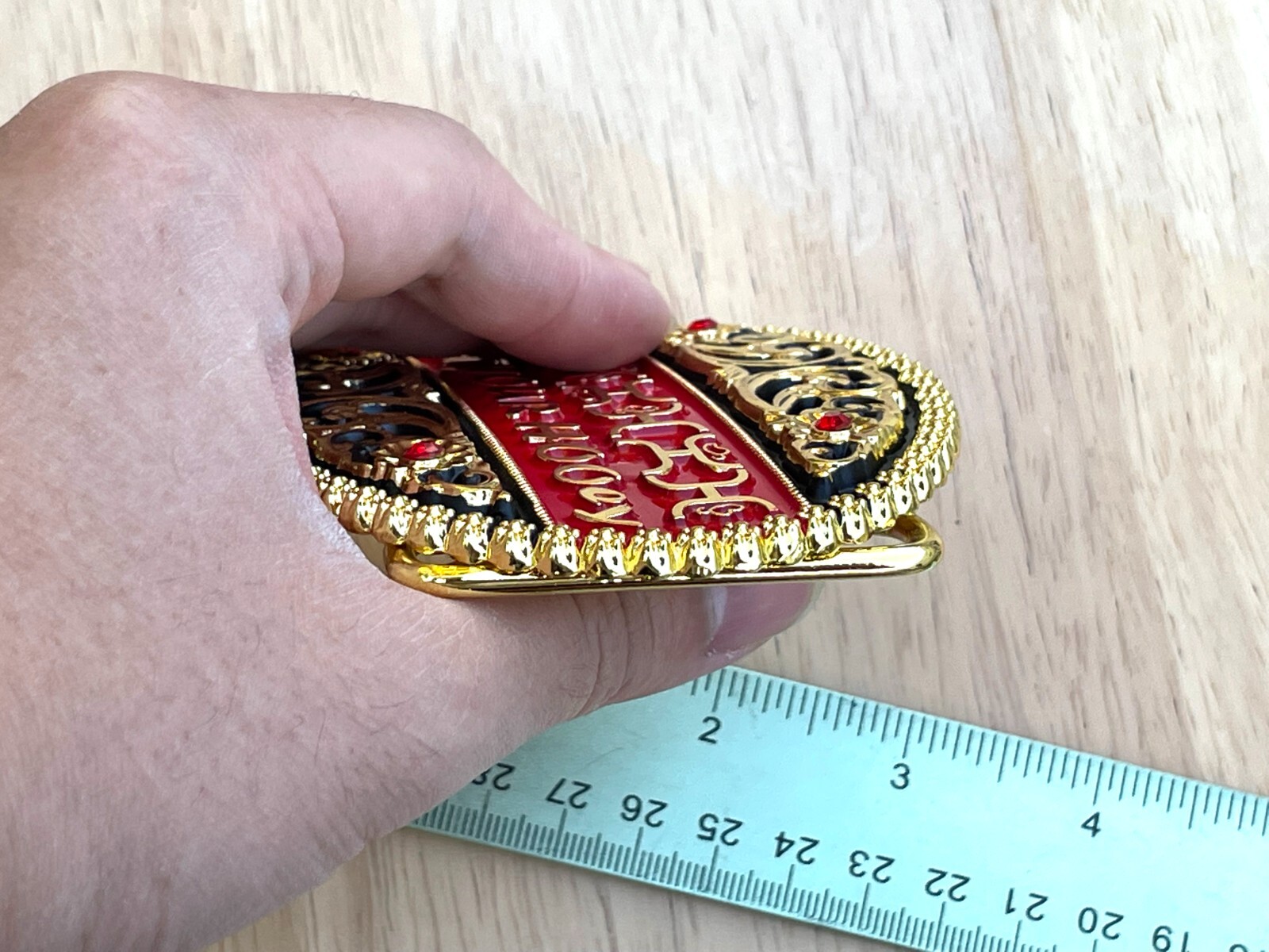 Western Buckle Gold Black Red Cowboy 4×3 for 2 » Hooey Buckle Hebilla Vaquero