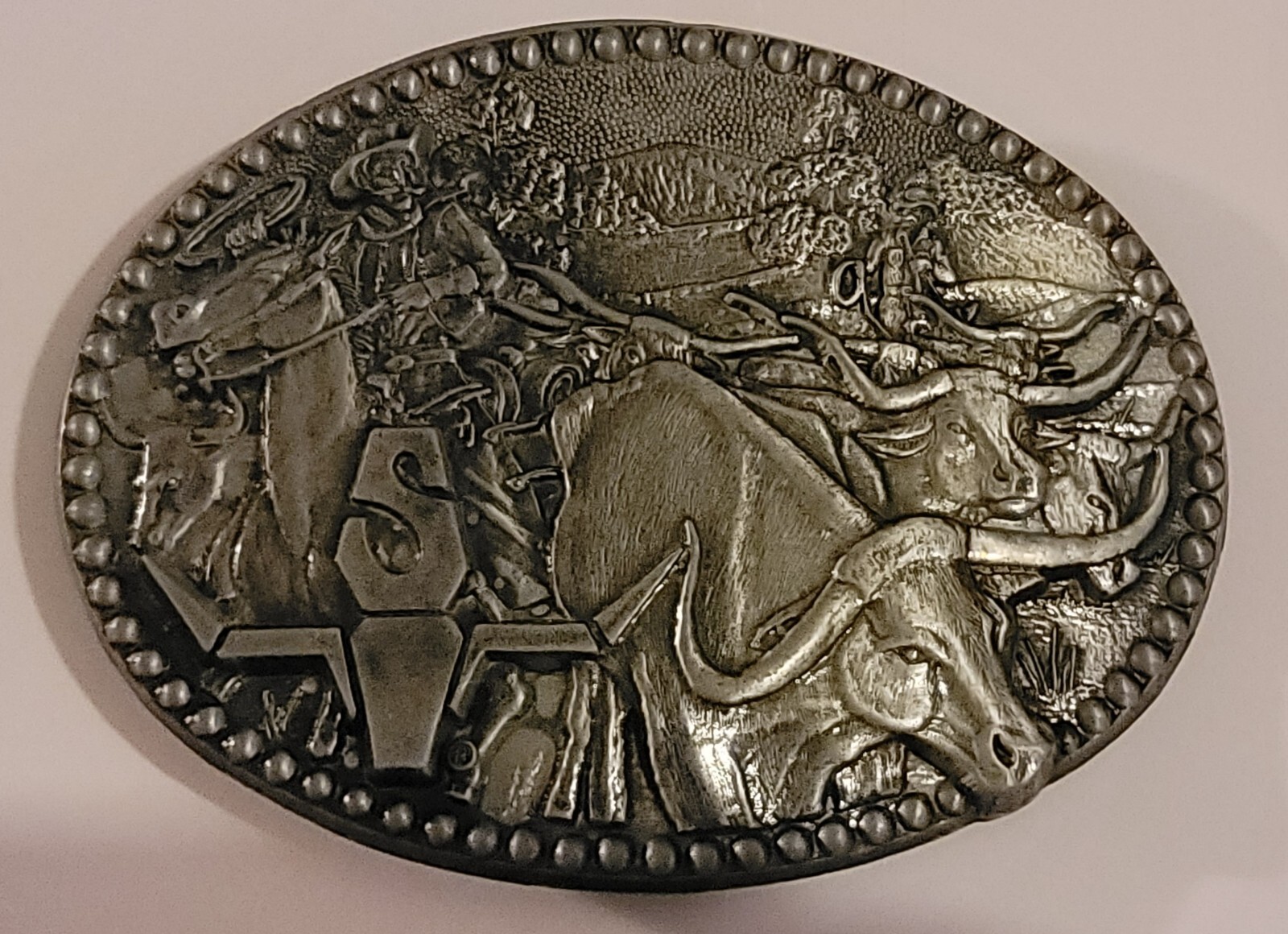 2 ~Raised Steer Head & Zee Series Western Cattle Drive Vintage ADM Belt Buckles