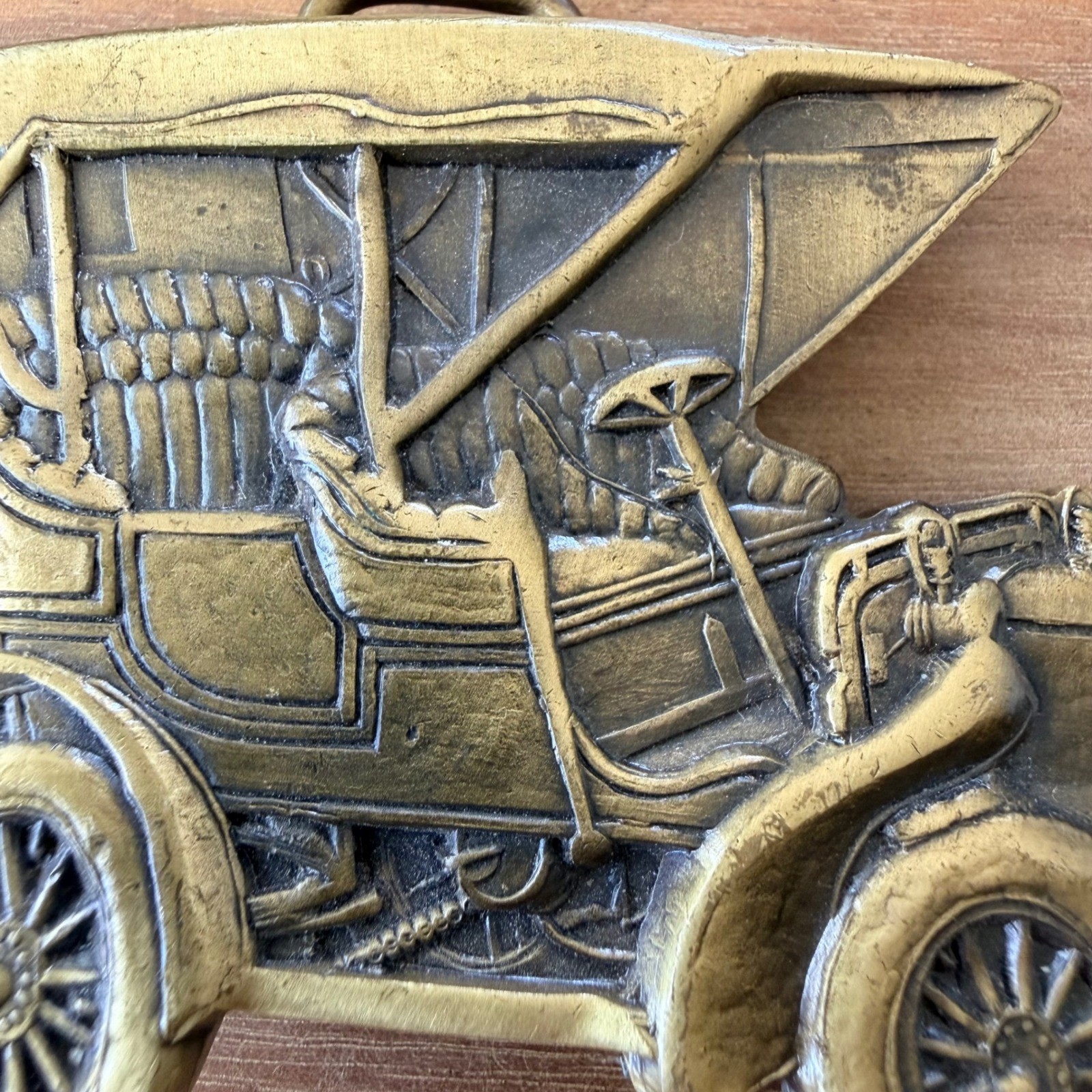 Vintage Stamar Boston Solid Brass Antique Ford Car Belt Buckle Automobile Relief