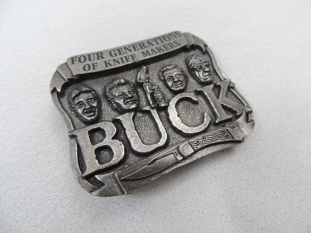 Vintage 1980’s Buck Knives Smokey Mountain Knife Works Belt Buckle