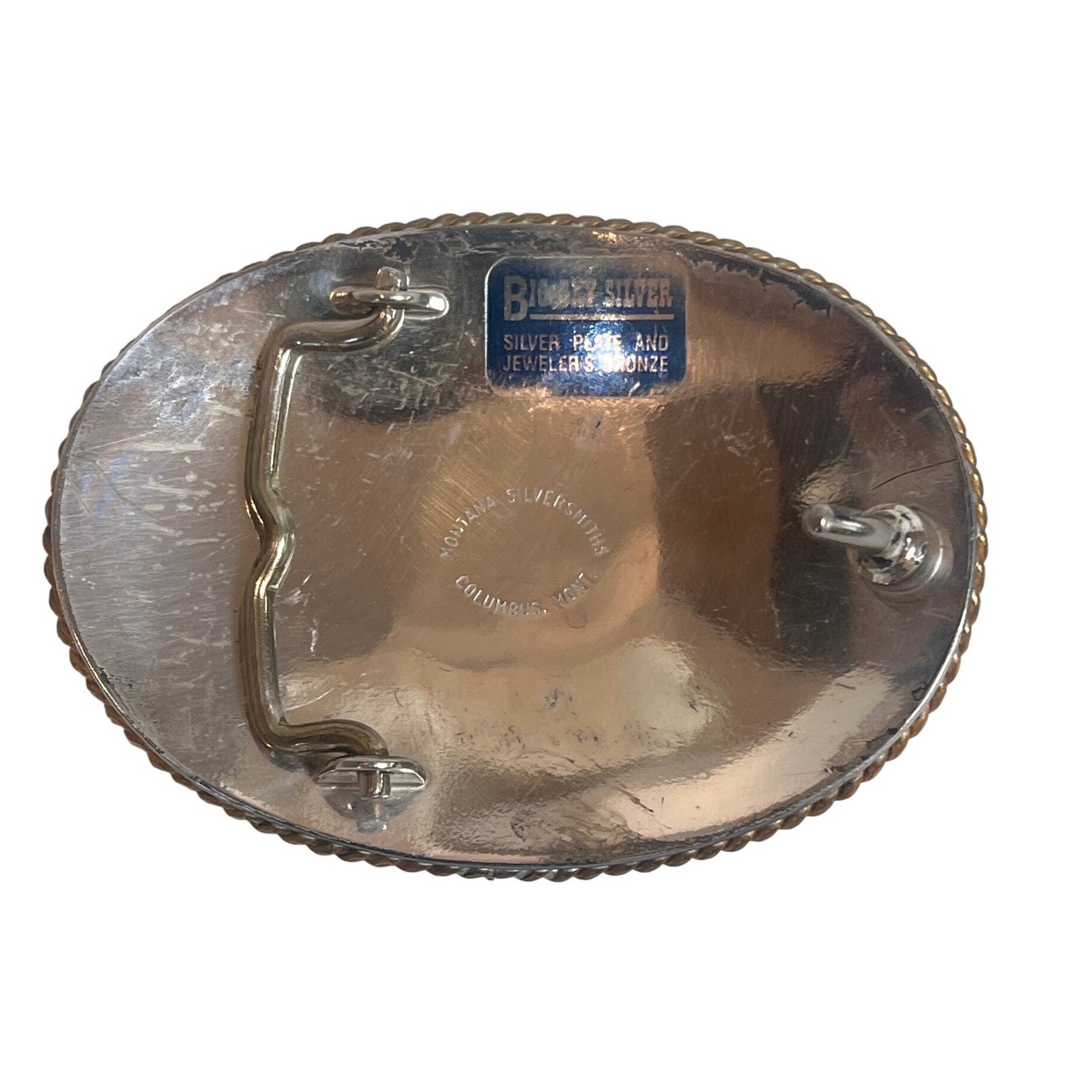 Montana Silversmiths Western Belt Buckle Initial R Silver Plate Bronze Oval Rope