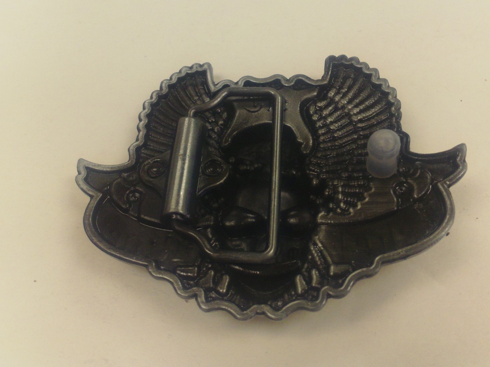 REBEL RIDE SKULL HEAD WITH EAGLE BELT BUCKLE PEWTER FINISH approx size 3&Prime; by 3&Prime;