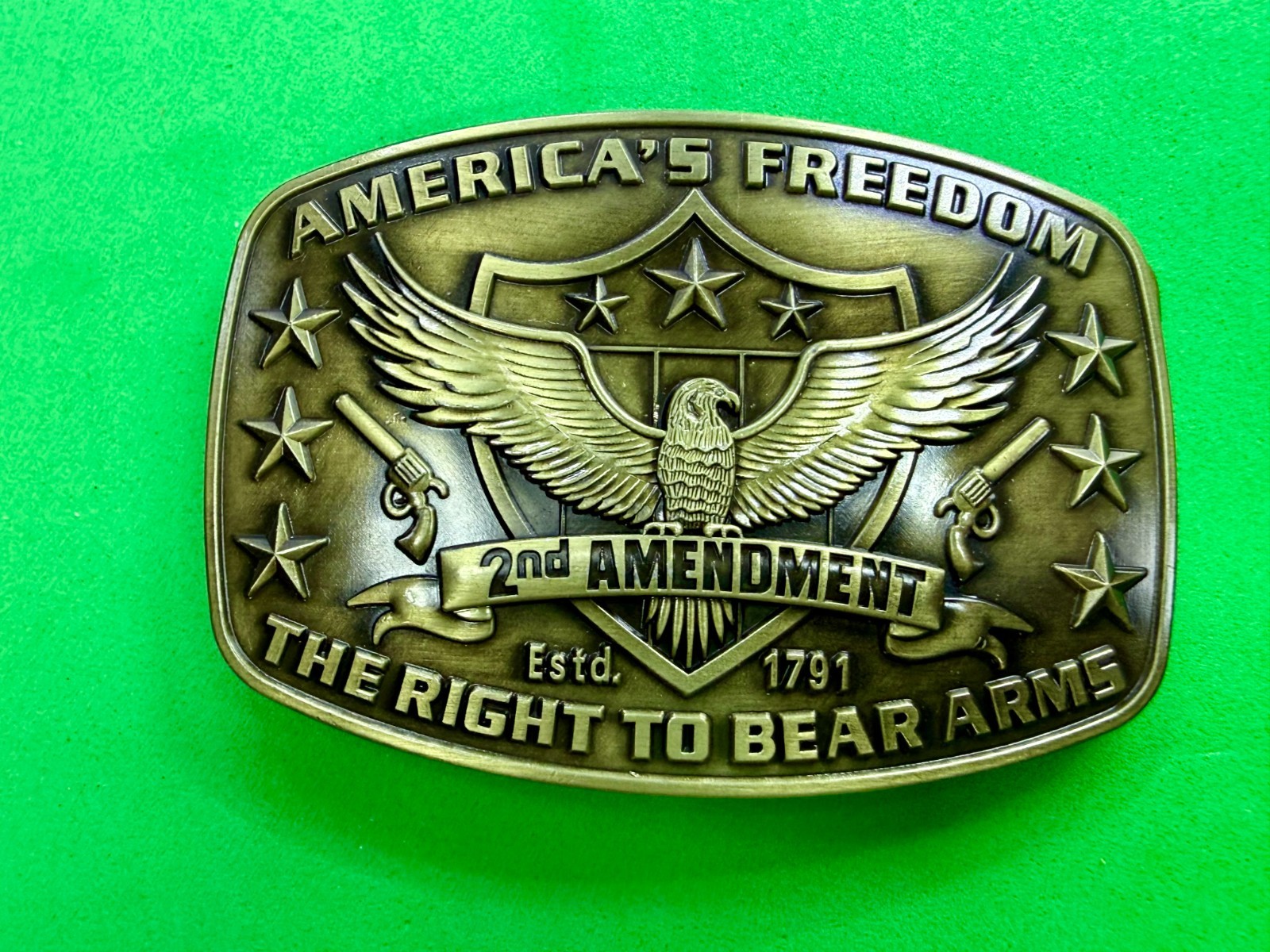America&rsquo;s Freedom Right To Bear Arms 2nd Amendment Belt Buckle In New Condition