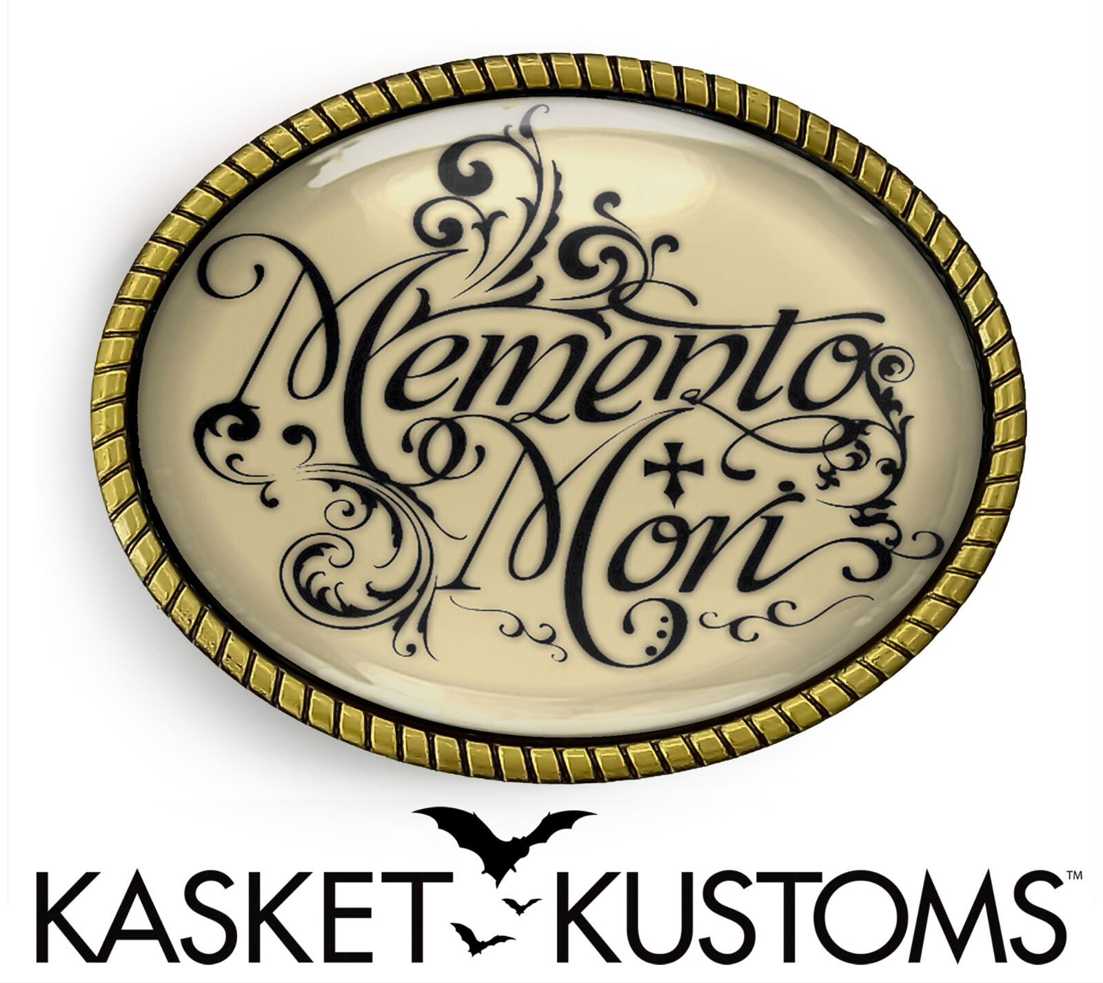 Victorian Memento Mori Belt Buckle – Vintage Script Light Belt Buckle – 132