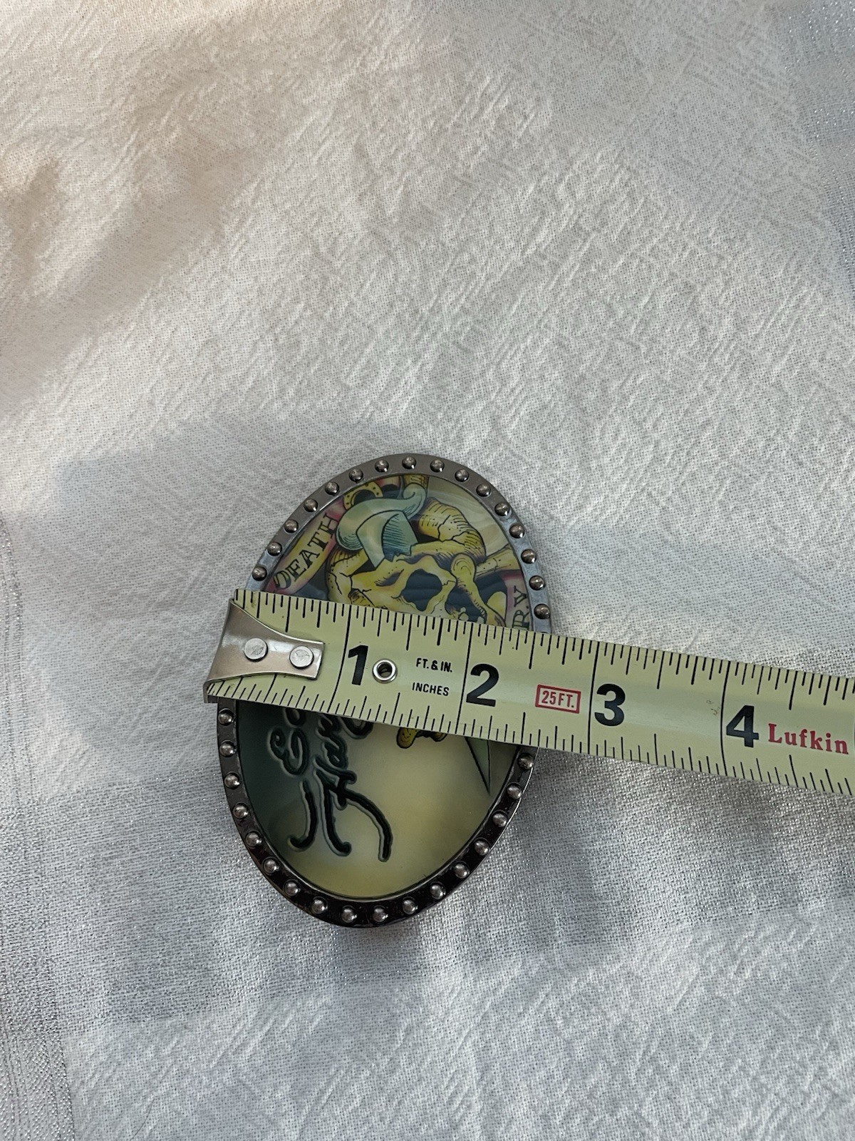 Ed Hardy Skull Belt Buckle Death Or Glory Glossy With Metal Trim