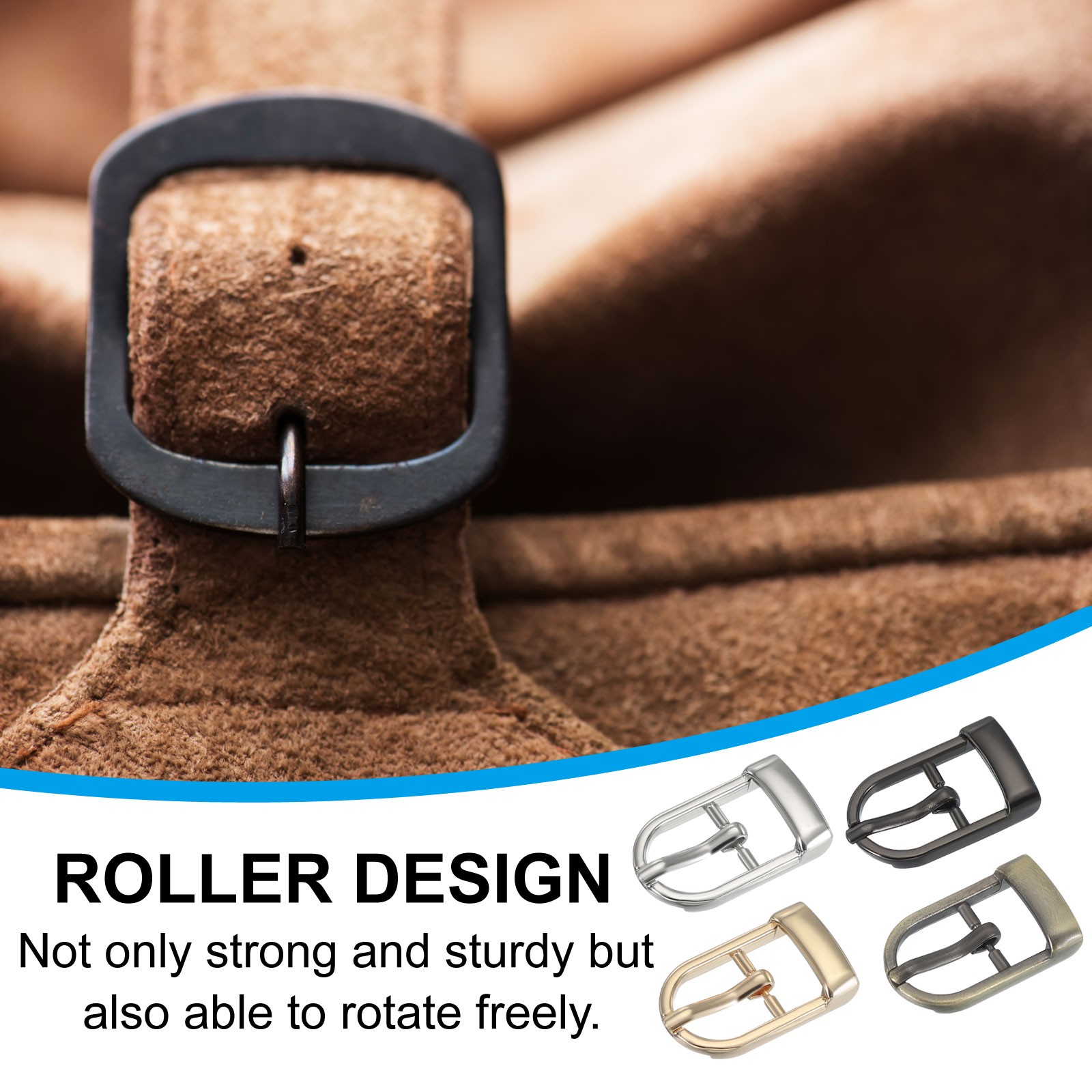 16Pcs 0.6&Prime; Single Prong Belt Buckle Roller Buckle Black/Silver/Light Gold/Brown