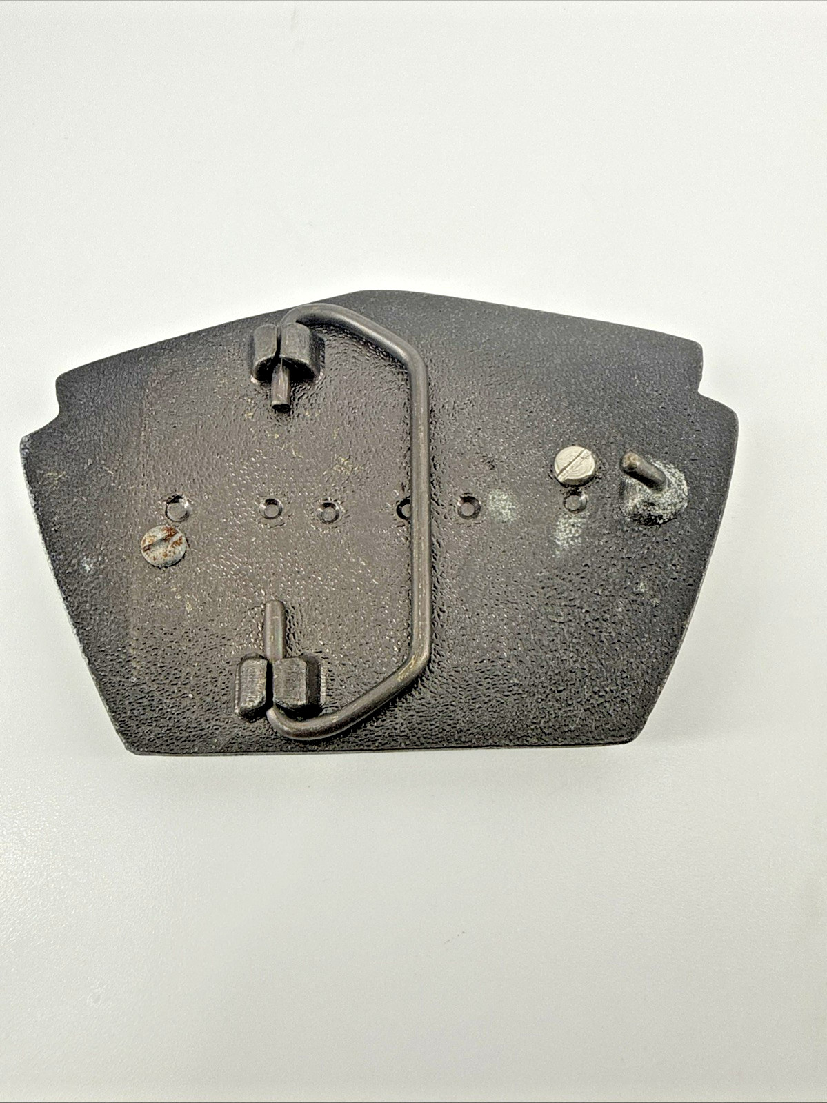 Vintage Railroad Metal Locomotive Belt Buckle Ceramic Inlay Train Collectible