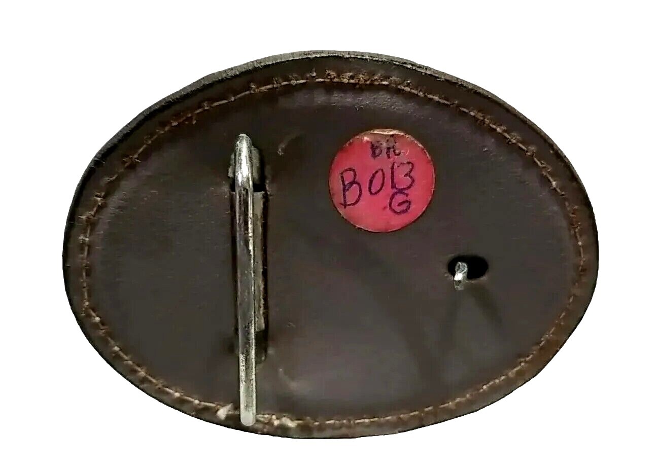 EAGLE Belt BUCKLE w/ GOLD BUCKSTITCHING Lg HANDMADE Brown LEATHER Western/Biker