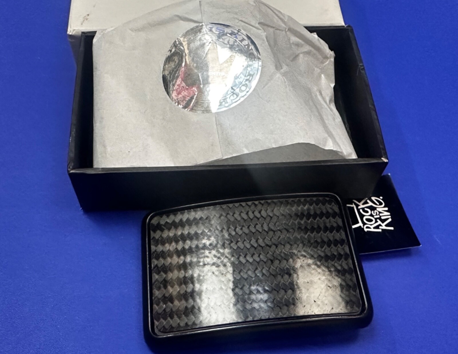 Rock Is King Zig Zag Black / Grey Nos Dress Replacement Belt Buckle In Box
