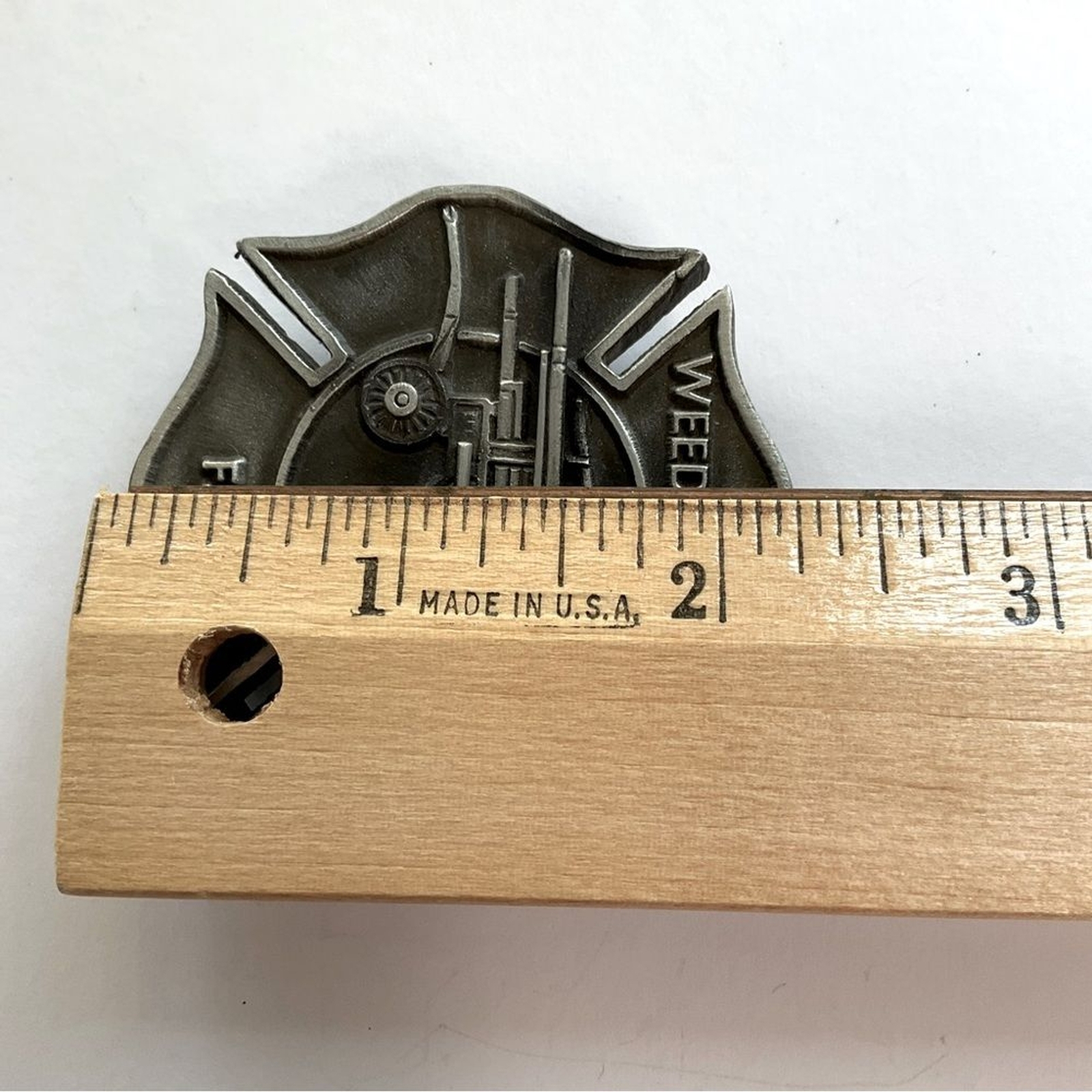 WEEDSPORT (NY) Fire Department Belt Buckle Pewter USA 🇺🇸 Vintage 1978