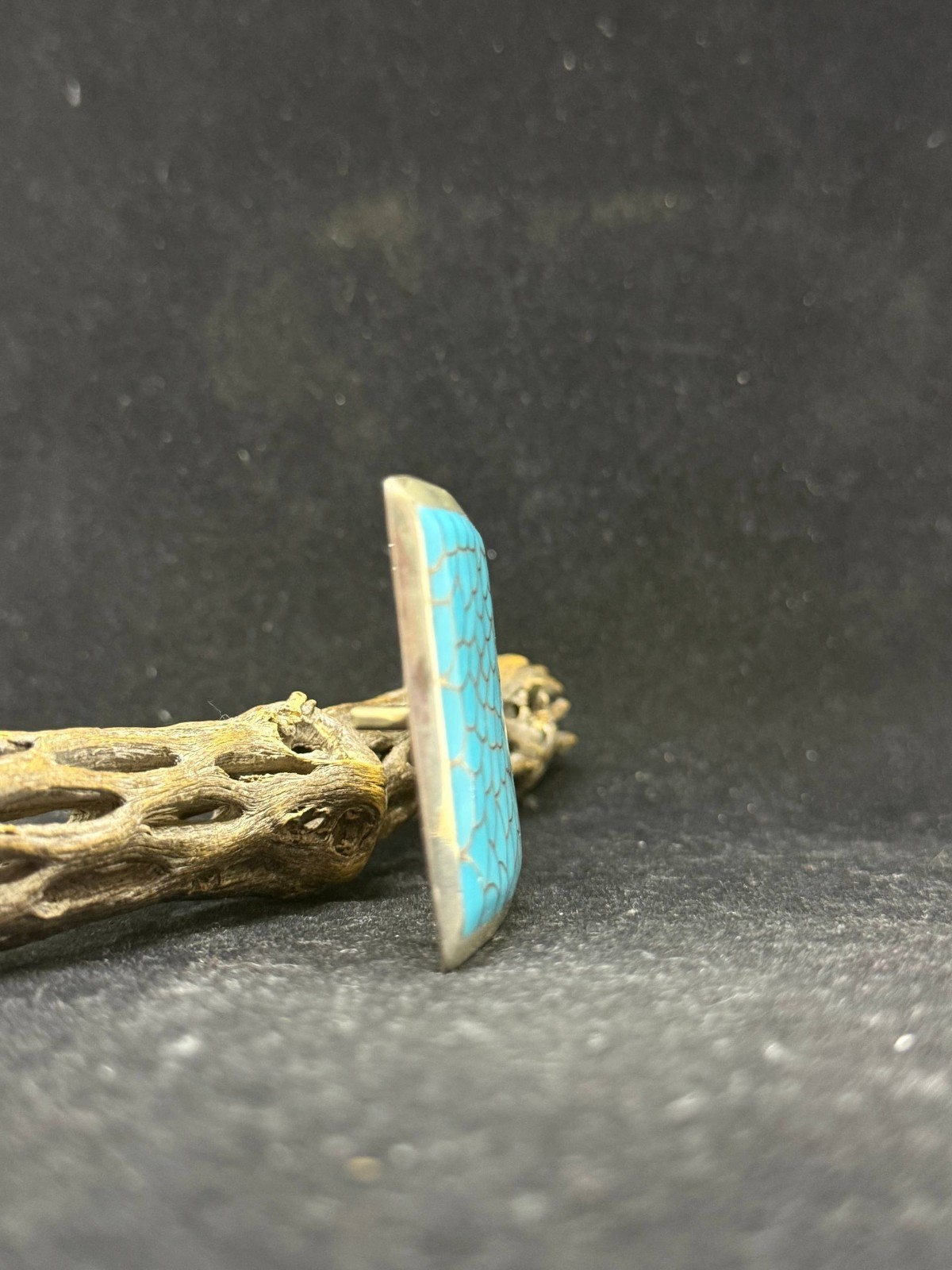 Native zuni inlay sleeping beauty Turquoise Sterling Silver Belt Buckle stamped
