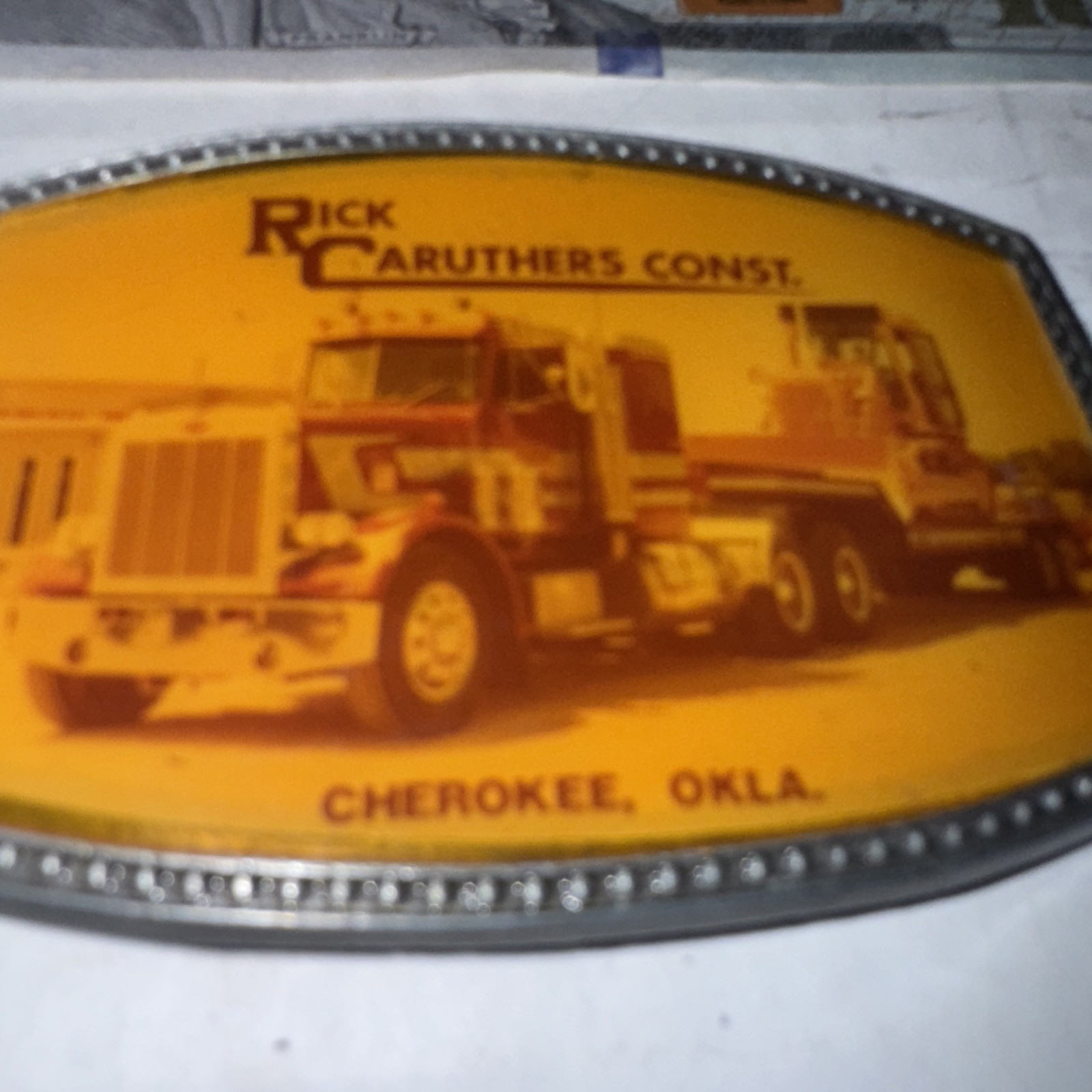 Vintage Rick Caruthers Construction Okla BELT BUCKLE
