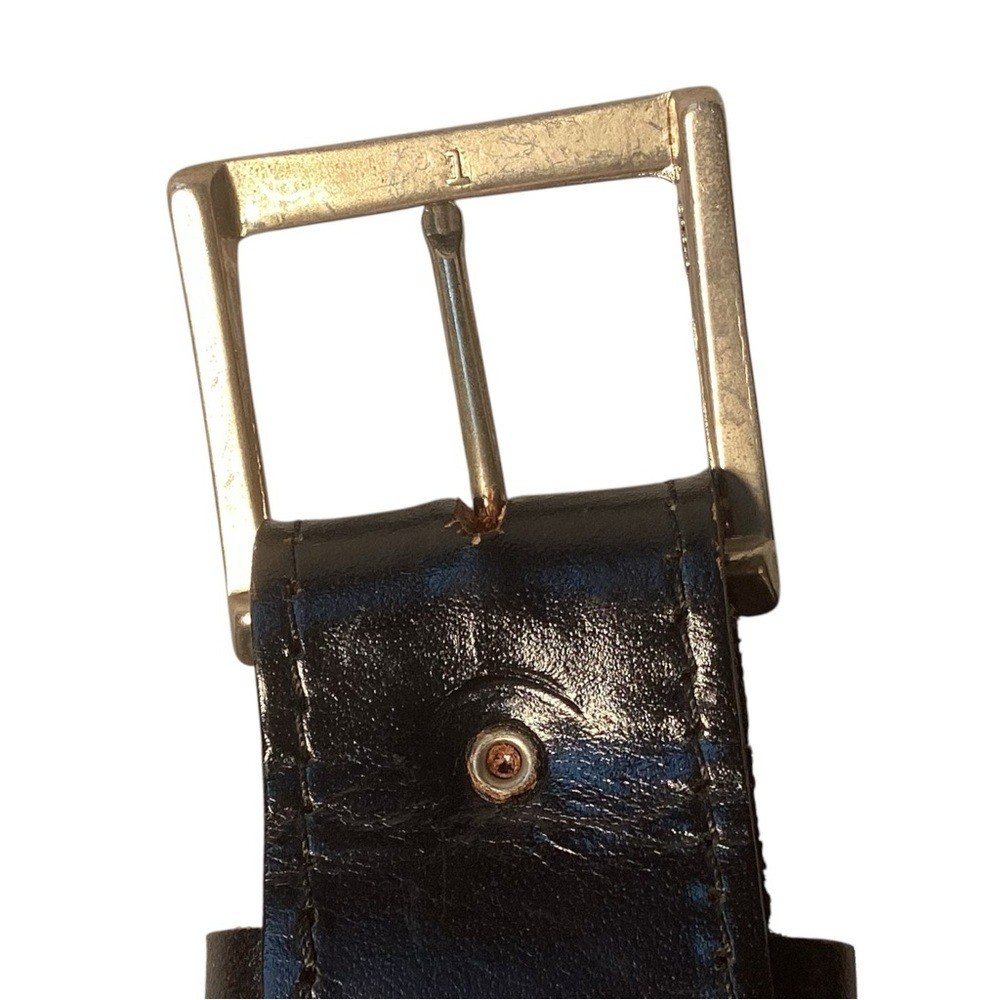 Marc Wolf Black Leather Plain Strap Men&rsquo;s Belt Size 36 Harness Buckle Snap