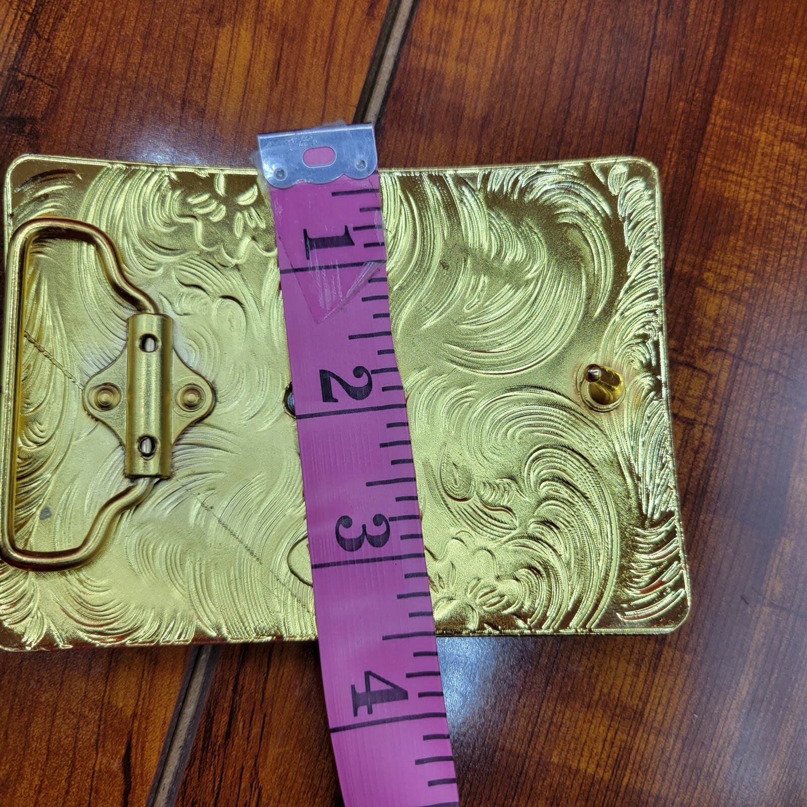 Running Horses Western Buckle Sturdy Thick Square Gold and Red Zinc Alloy