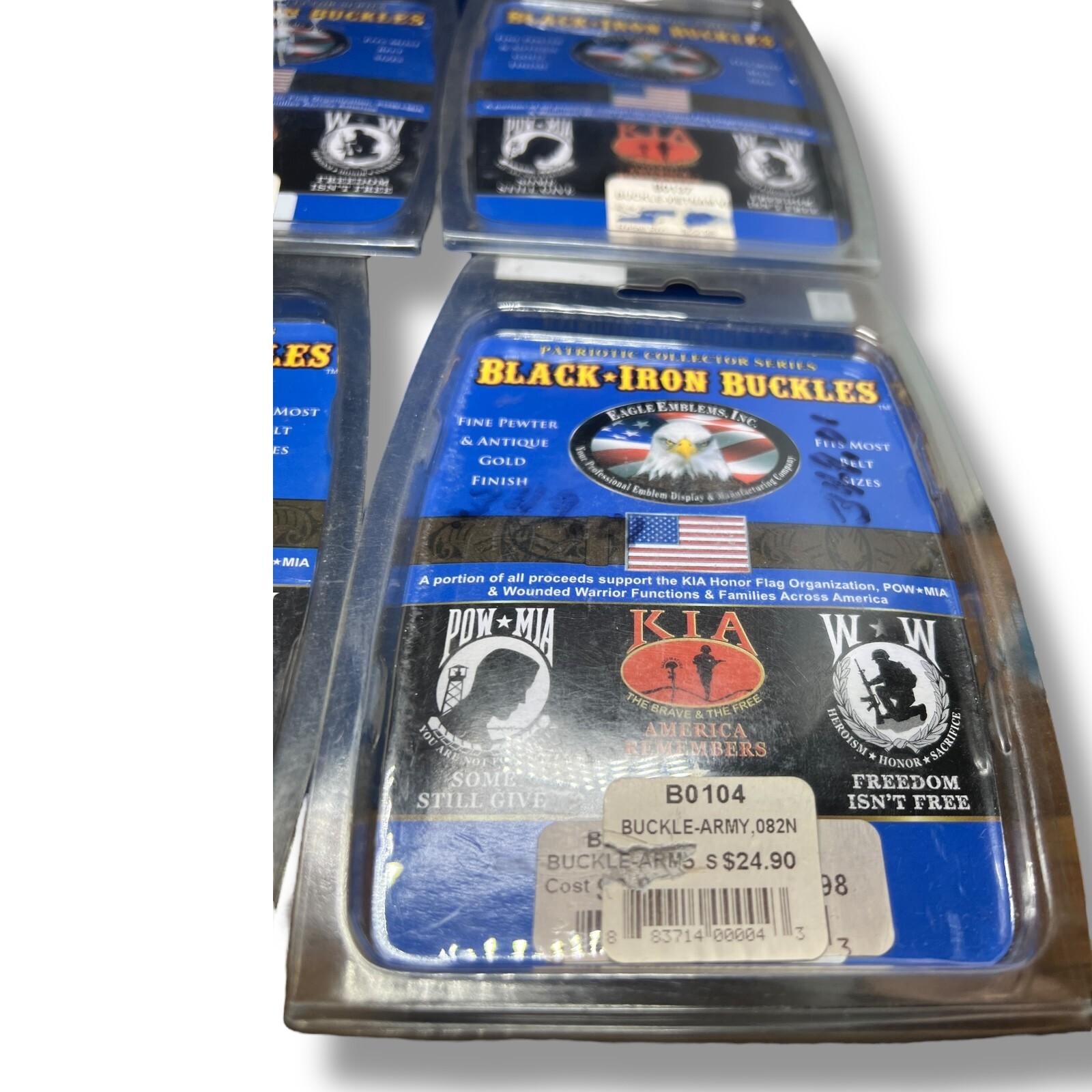 Lot of 10 Black Iron Buckles Patriotic Collector Series Military Army Veteran US