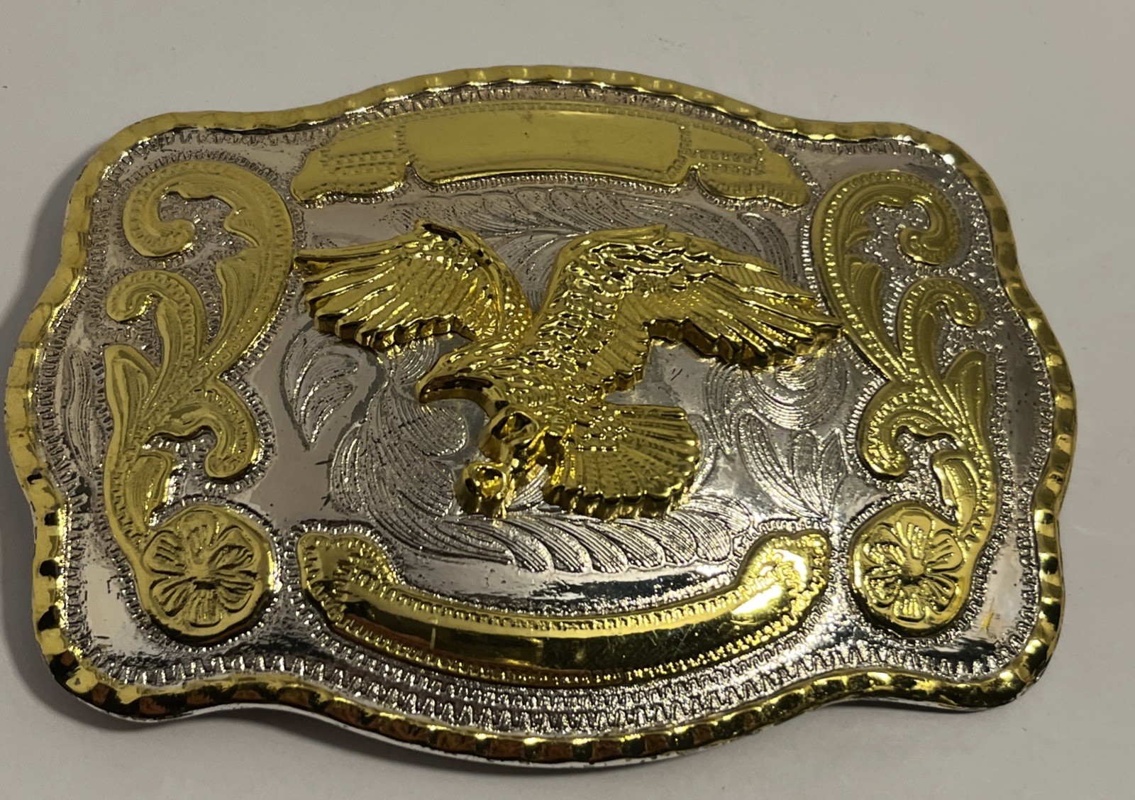 Men&rsquo;s Western Belt Buckle Gold Silver Tone 3D Flying Eagle Cowboy Rodeo Trophy